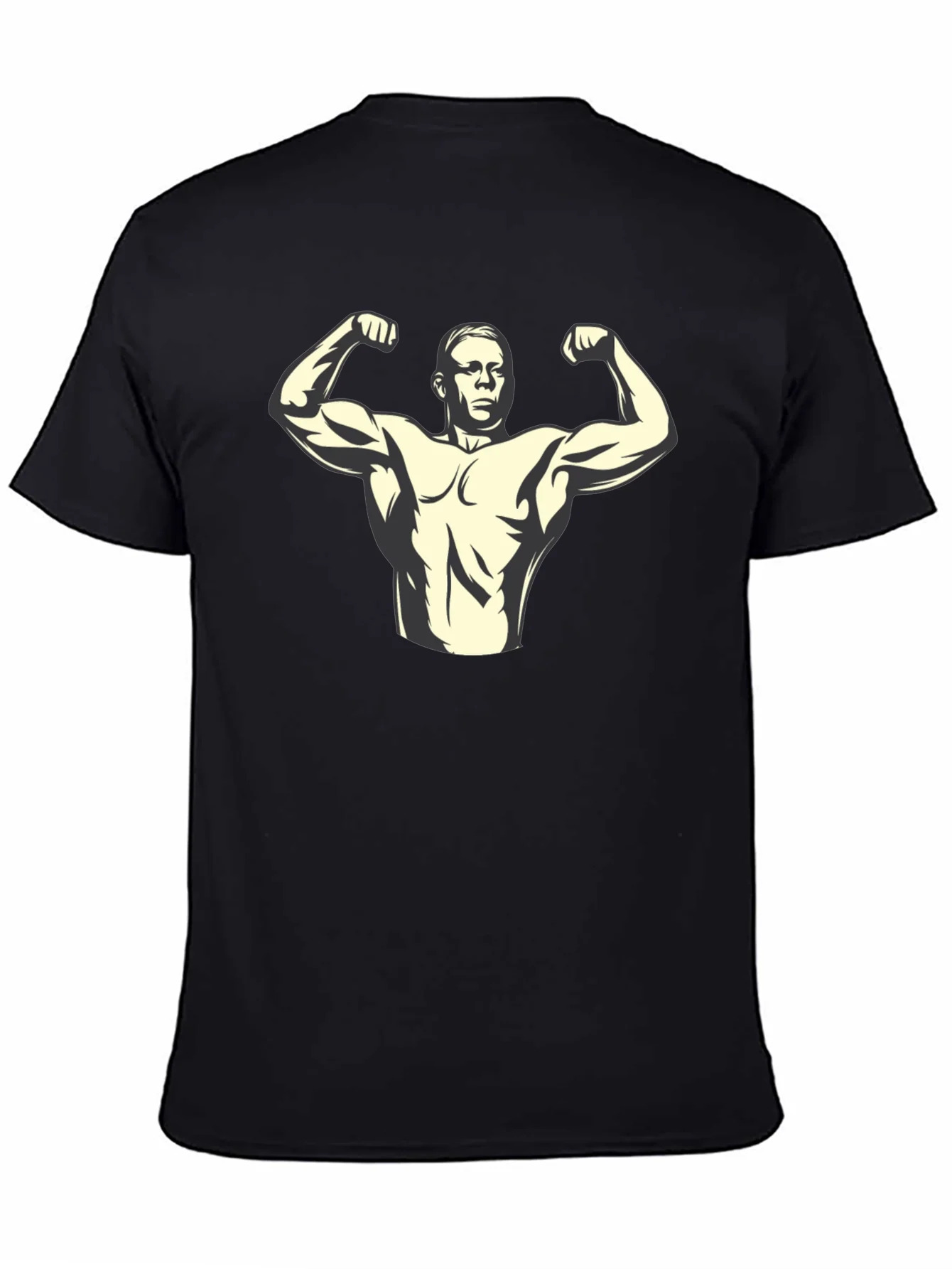 Muscle Man Graphic Tee - Black Cotton T-Shirt