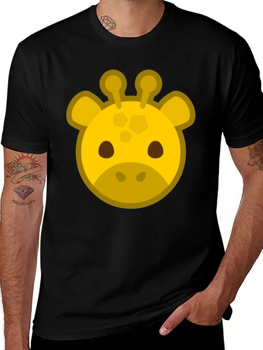 Giraffe Face Black T-Shirt