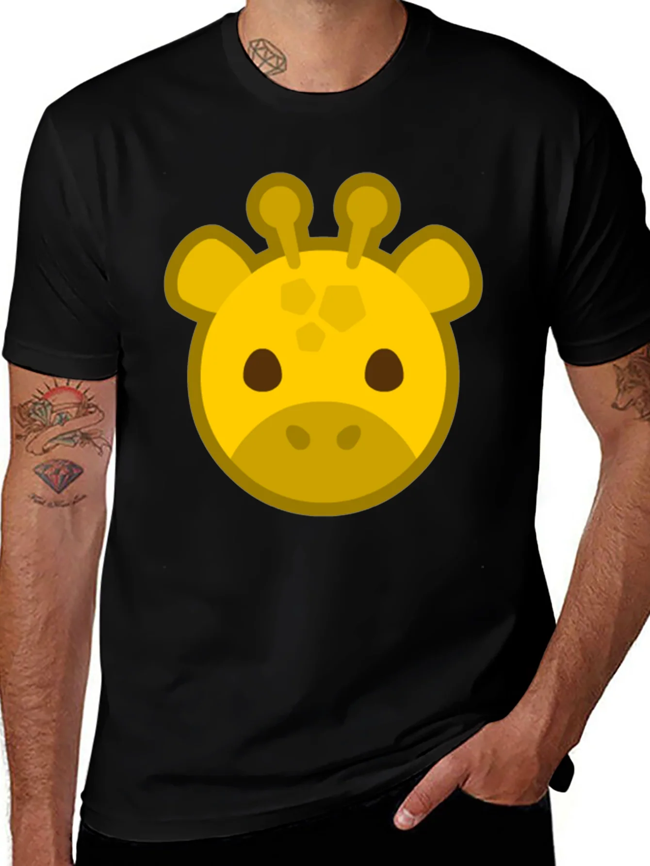 Giraffe Face Black T-Shirt