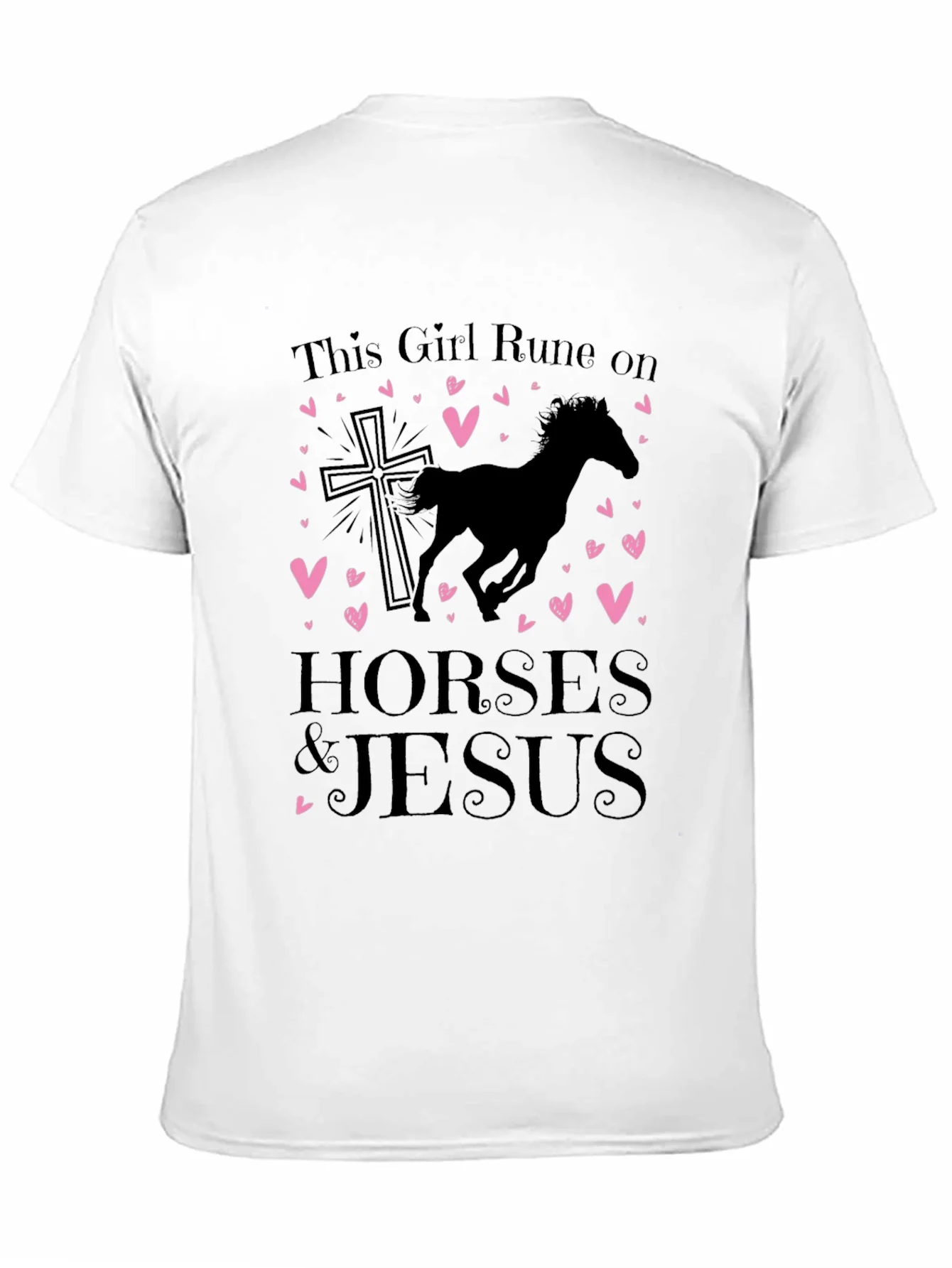 Girl Runs on Horses and Jesus Black T-Shirt