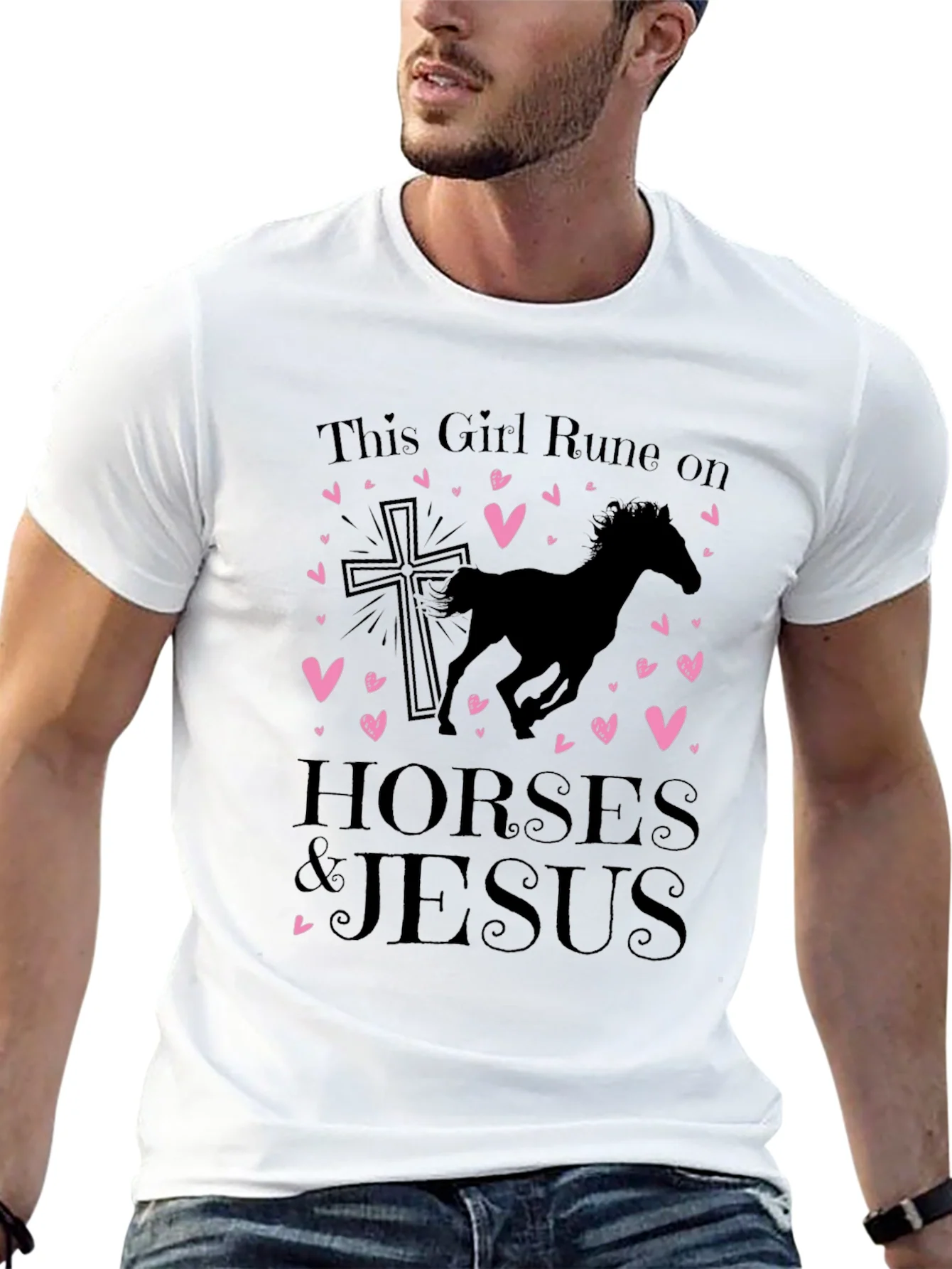 Girl Runs on Horses and Jesus Black T-Shirt