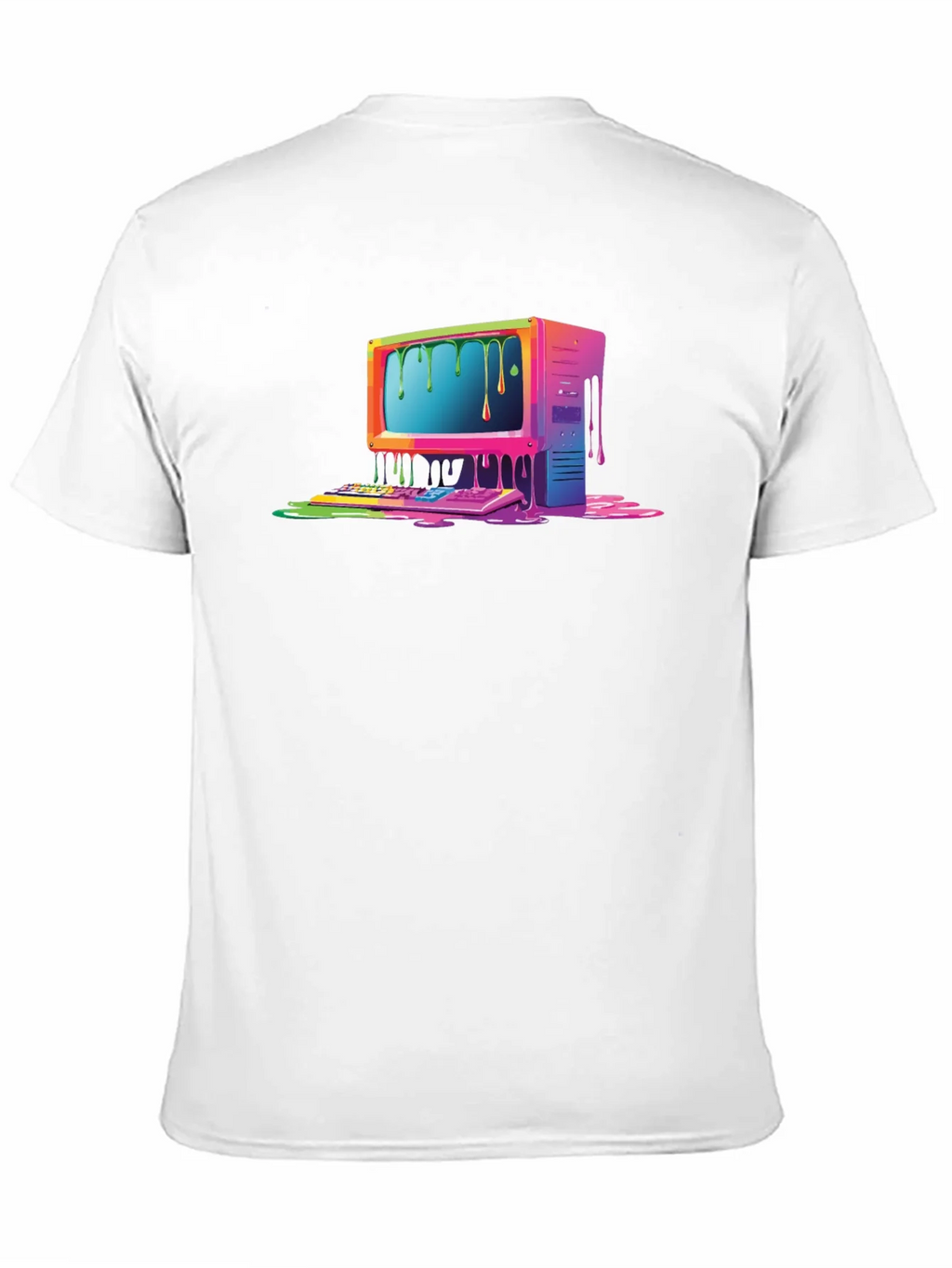 Retro Melting Computer Graphic Tee - Black