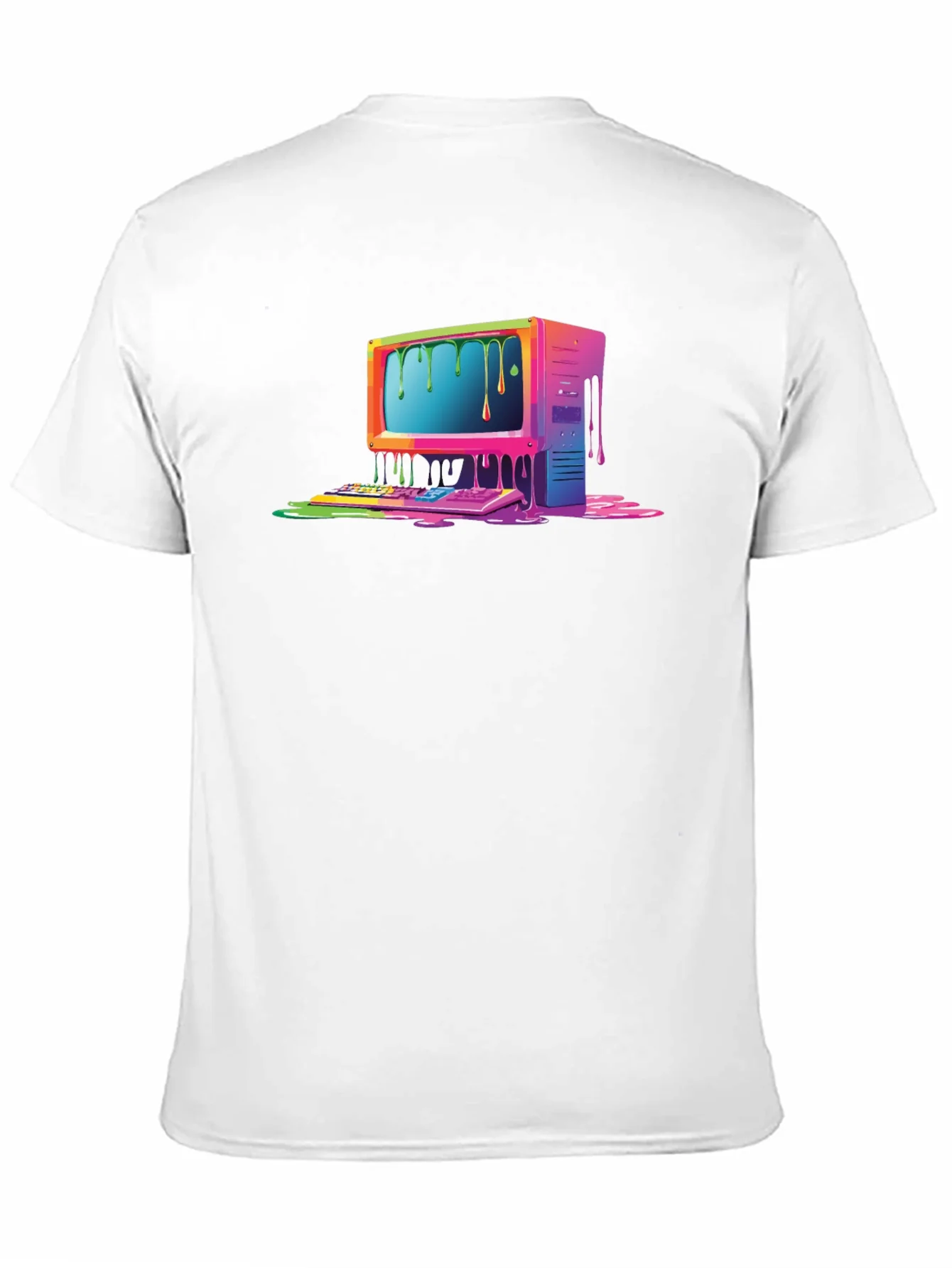Retro Melting Computer Graphic Tee - Black