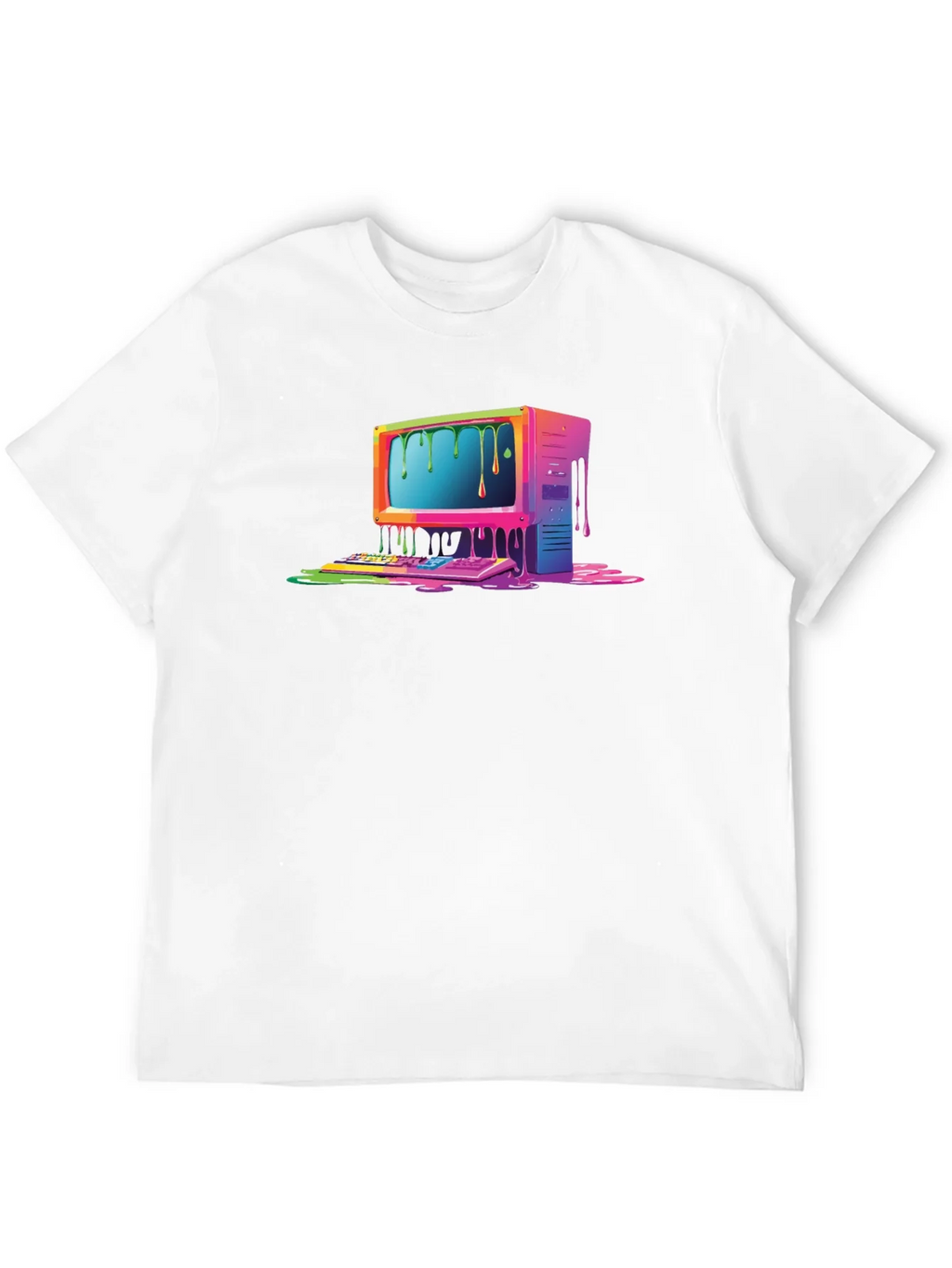 Retro Melting Computer Graphic Tee - Black