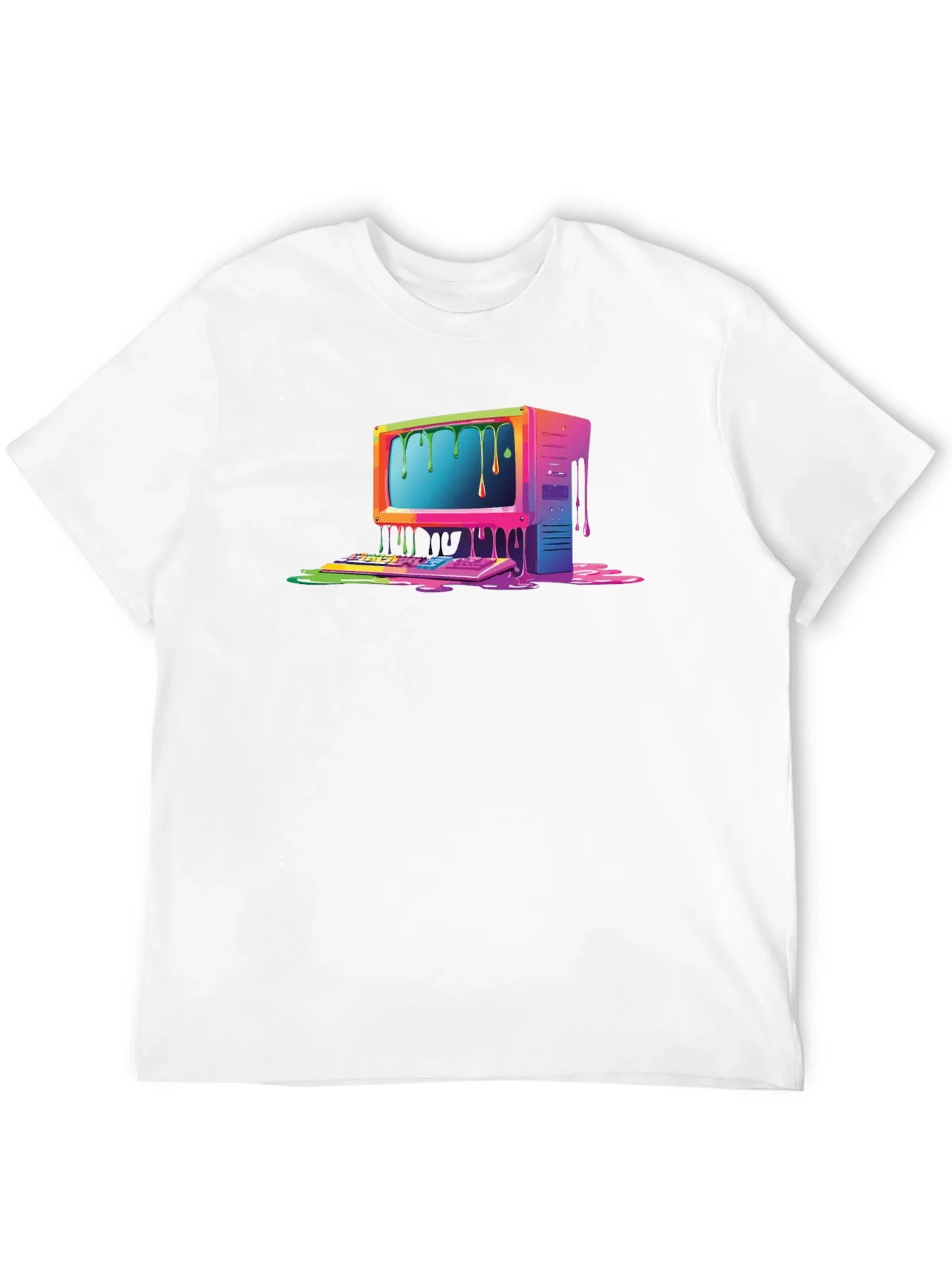 Retro Melting Computer Graphic Tee - Black
