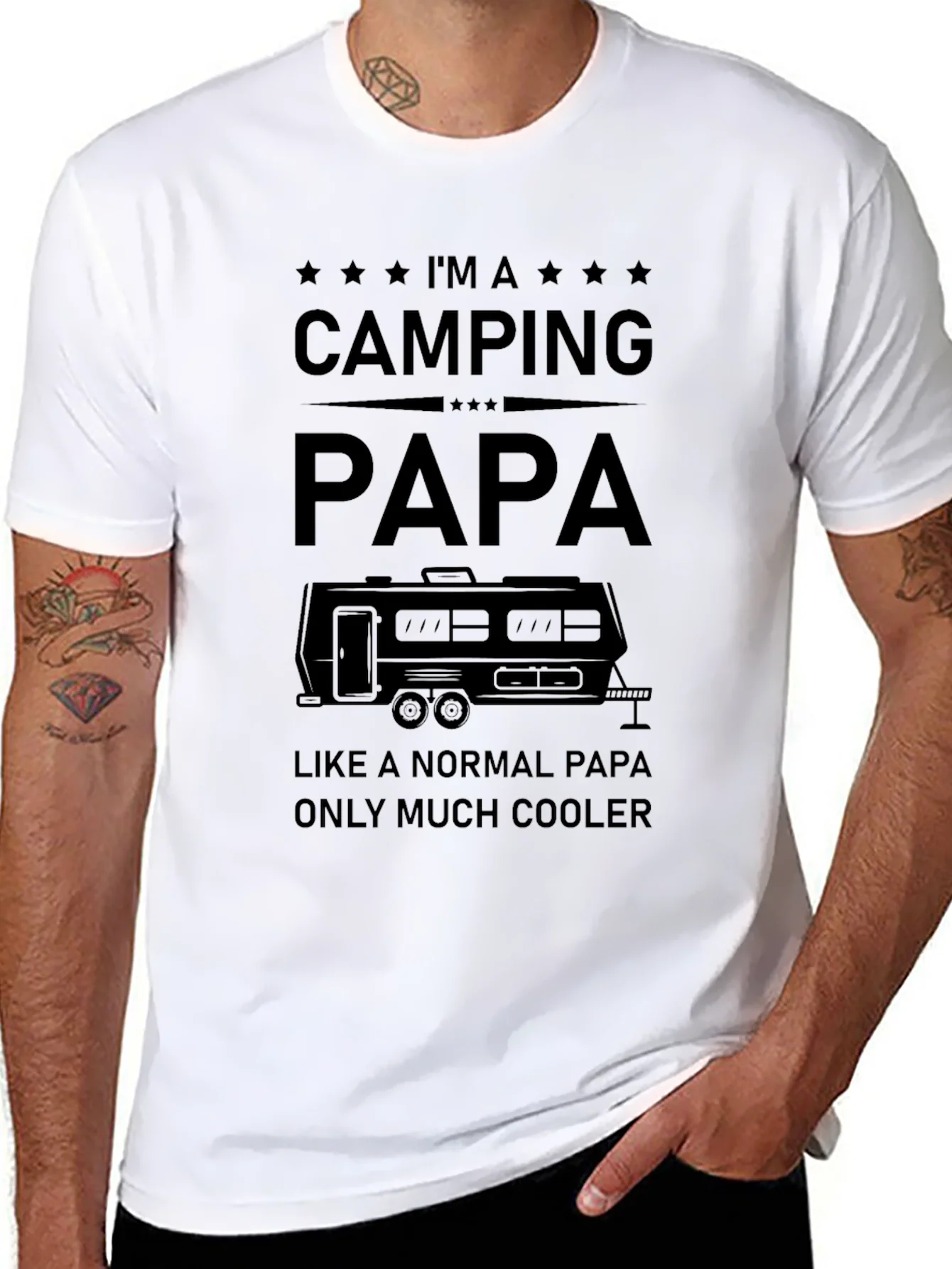 Camping Papa Graphic Tee - Cool Dad Shirt
