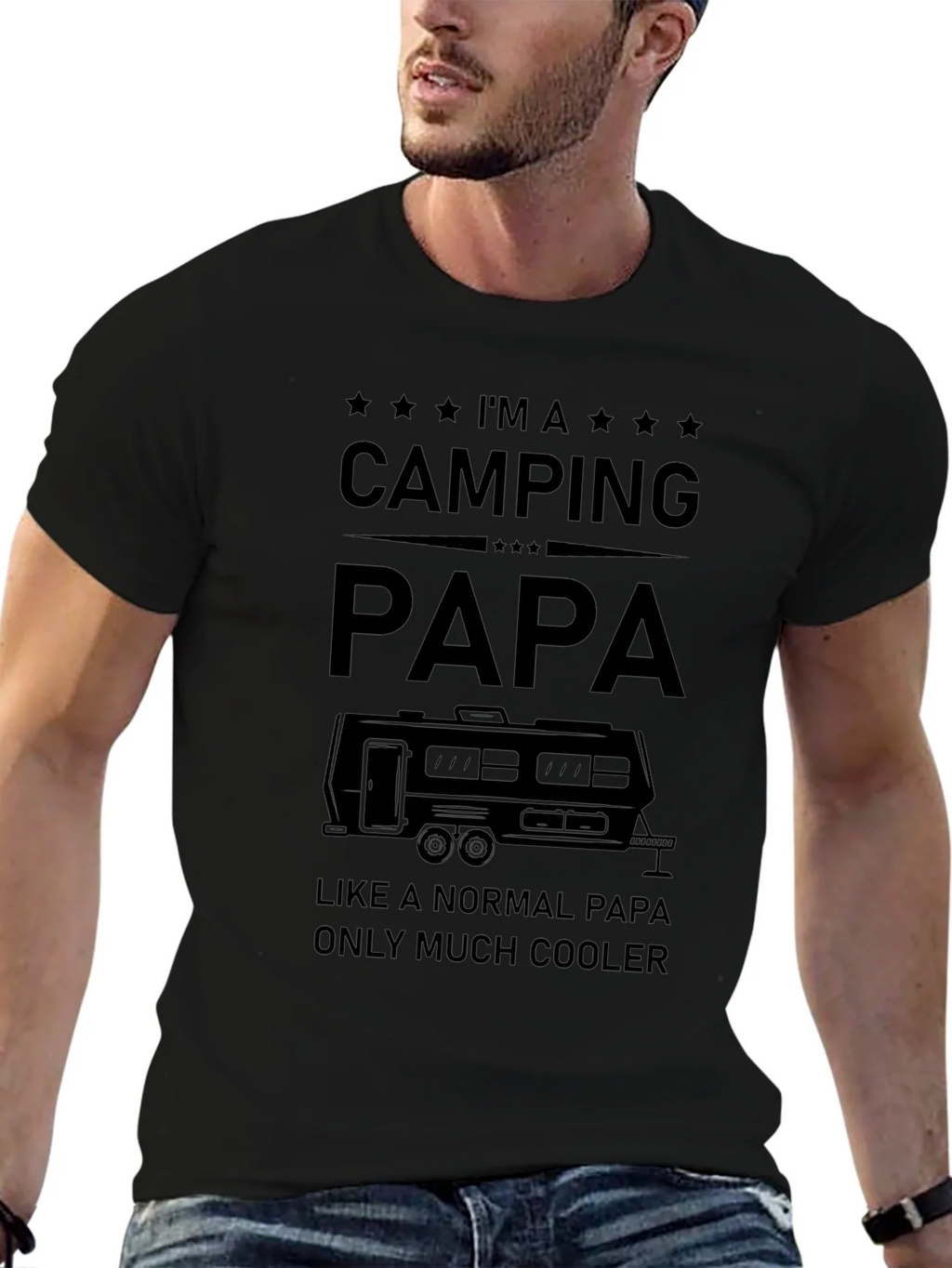 Camping Papa Graphic Tee - Cool Dad Shirt