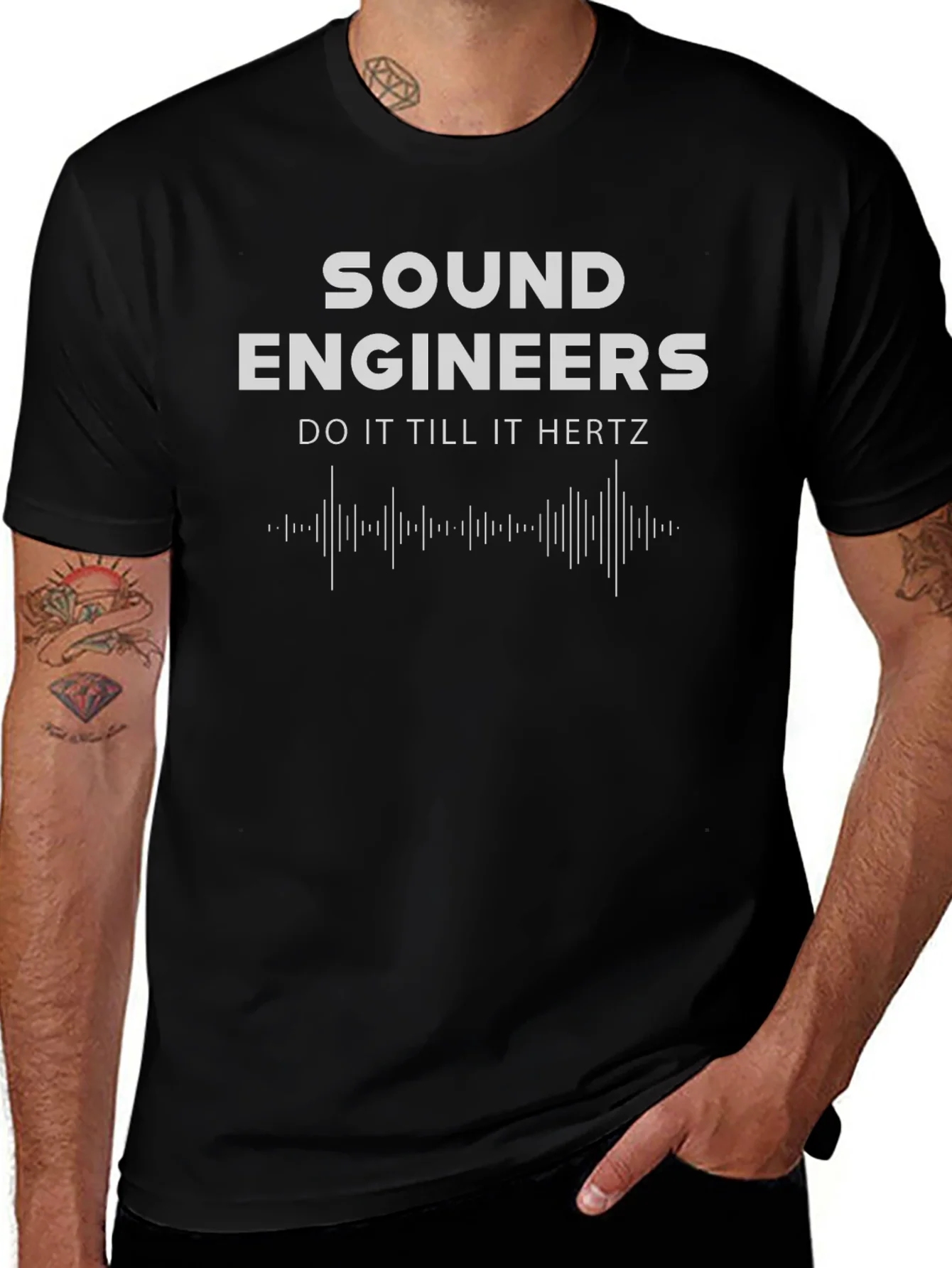Sound Engineers Do It Till It Hertz Black T-Shirt