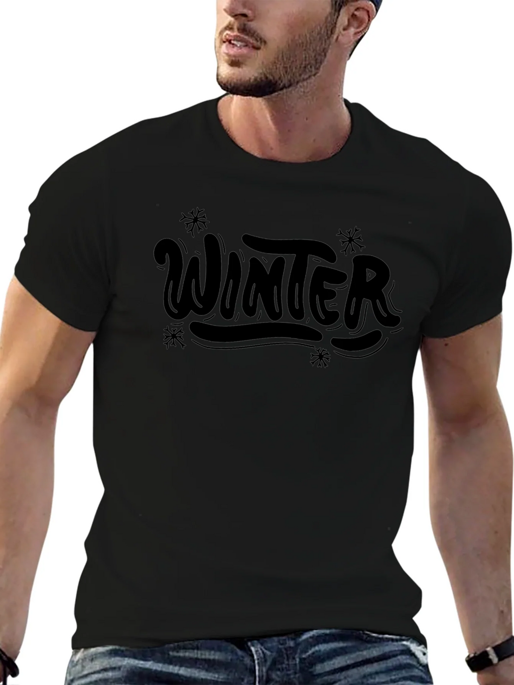 Winter Themed Black T-Shirt