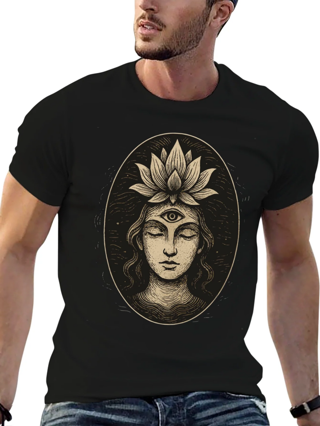 Third Eye Lotus Graphic Tee - Unisex Black T-Shirt