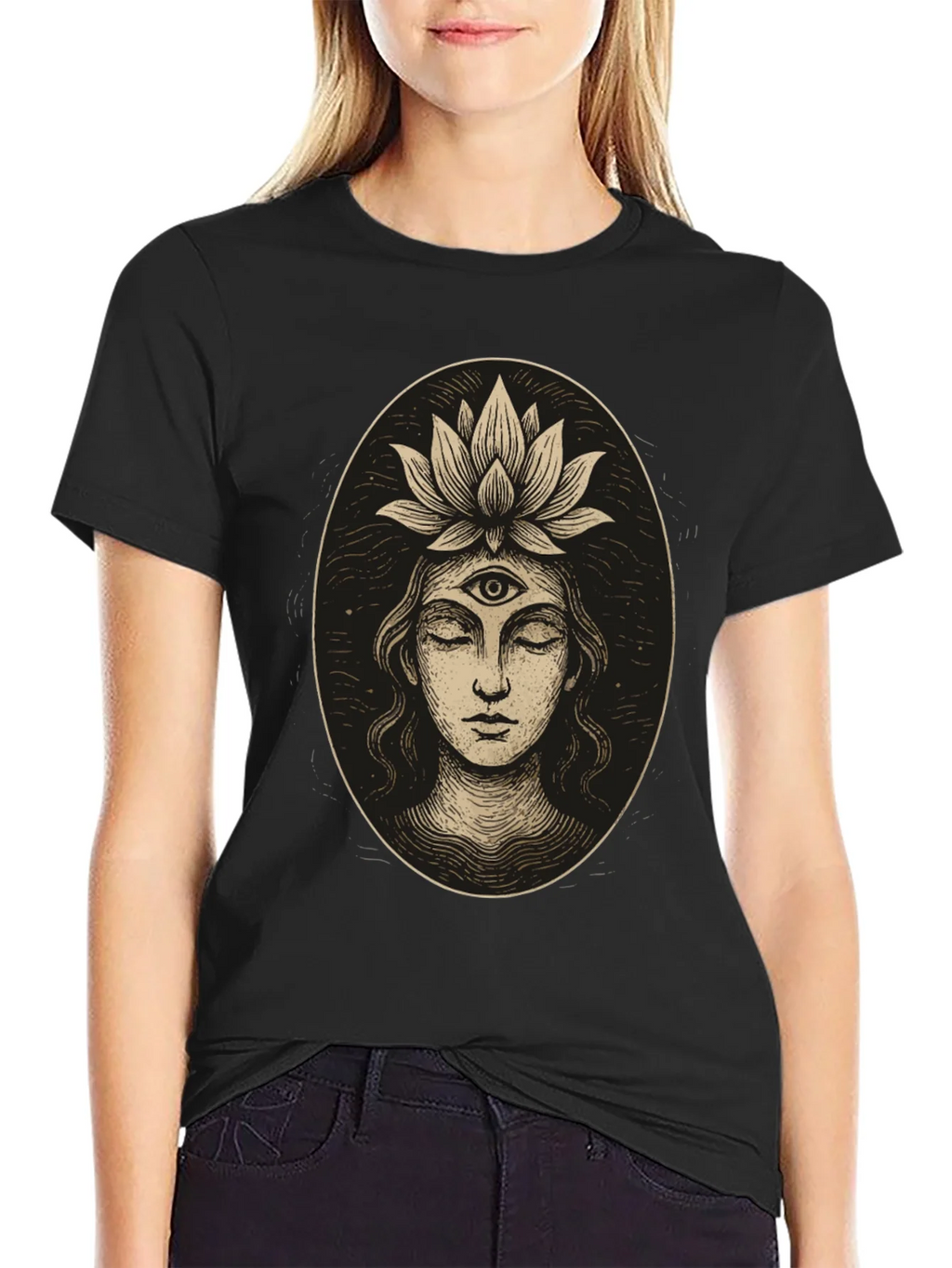 Third Eye Lotus Graphic Tee - Unisex Black T-Shirt