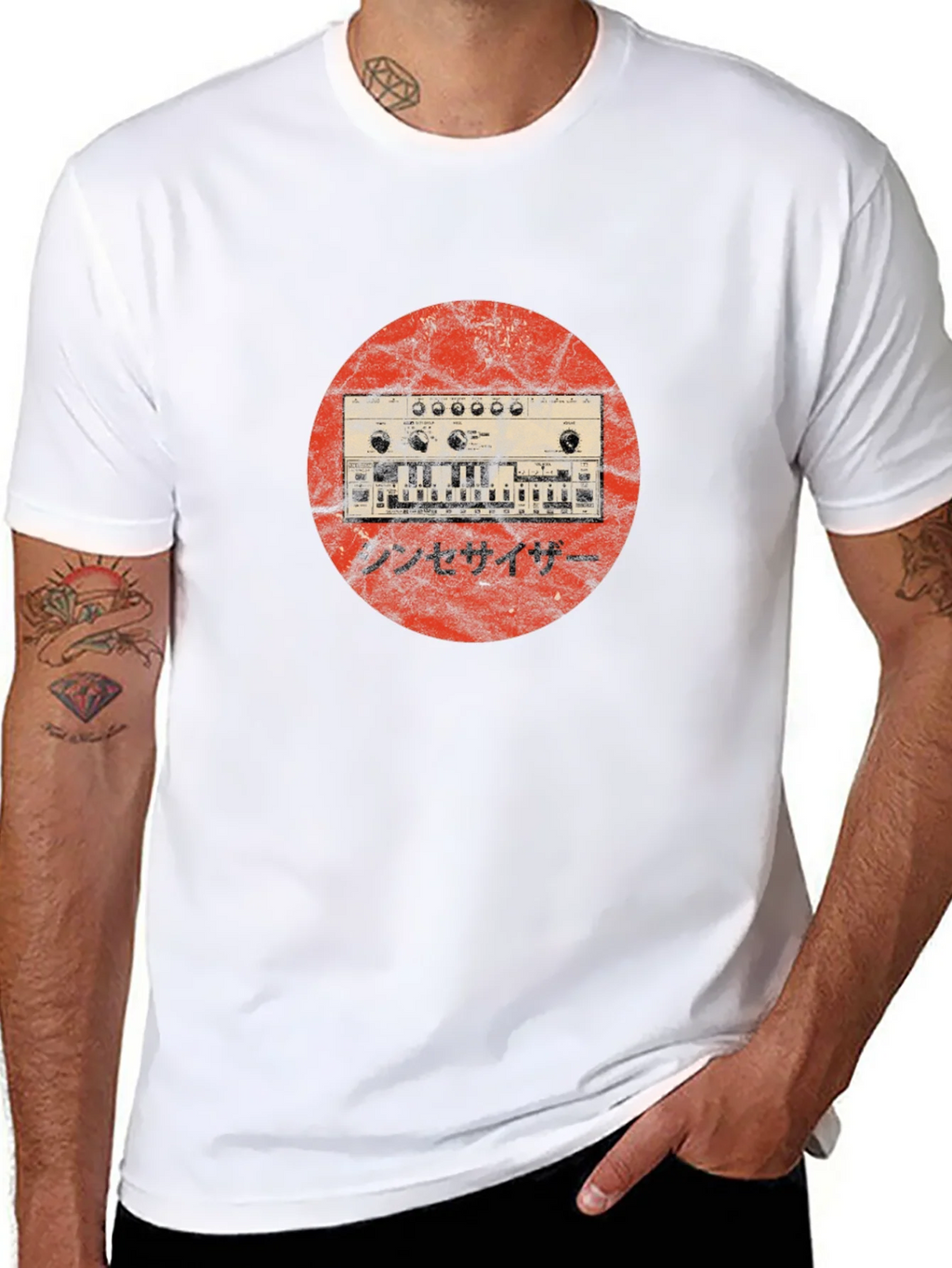 Synthesizer Graphic Tee - Retro Japanese Style