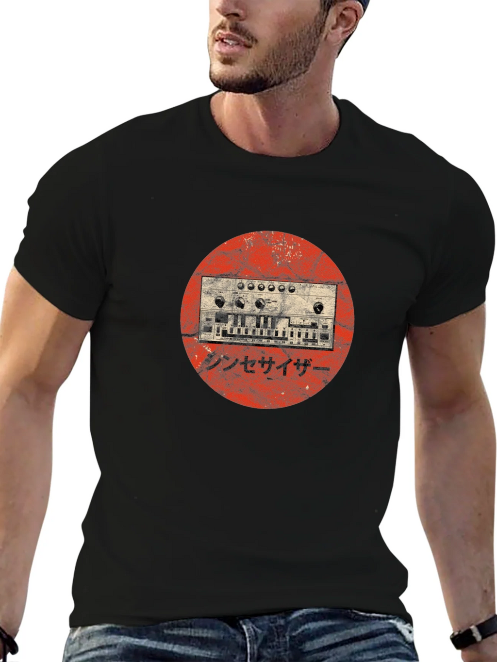 Synthesizer Graphic Tee - Retro Japanese Style