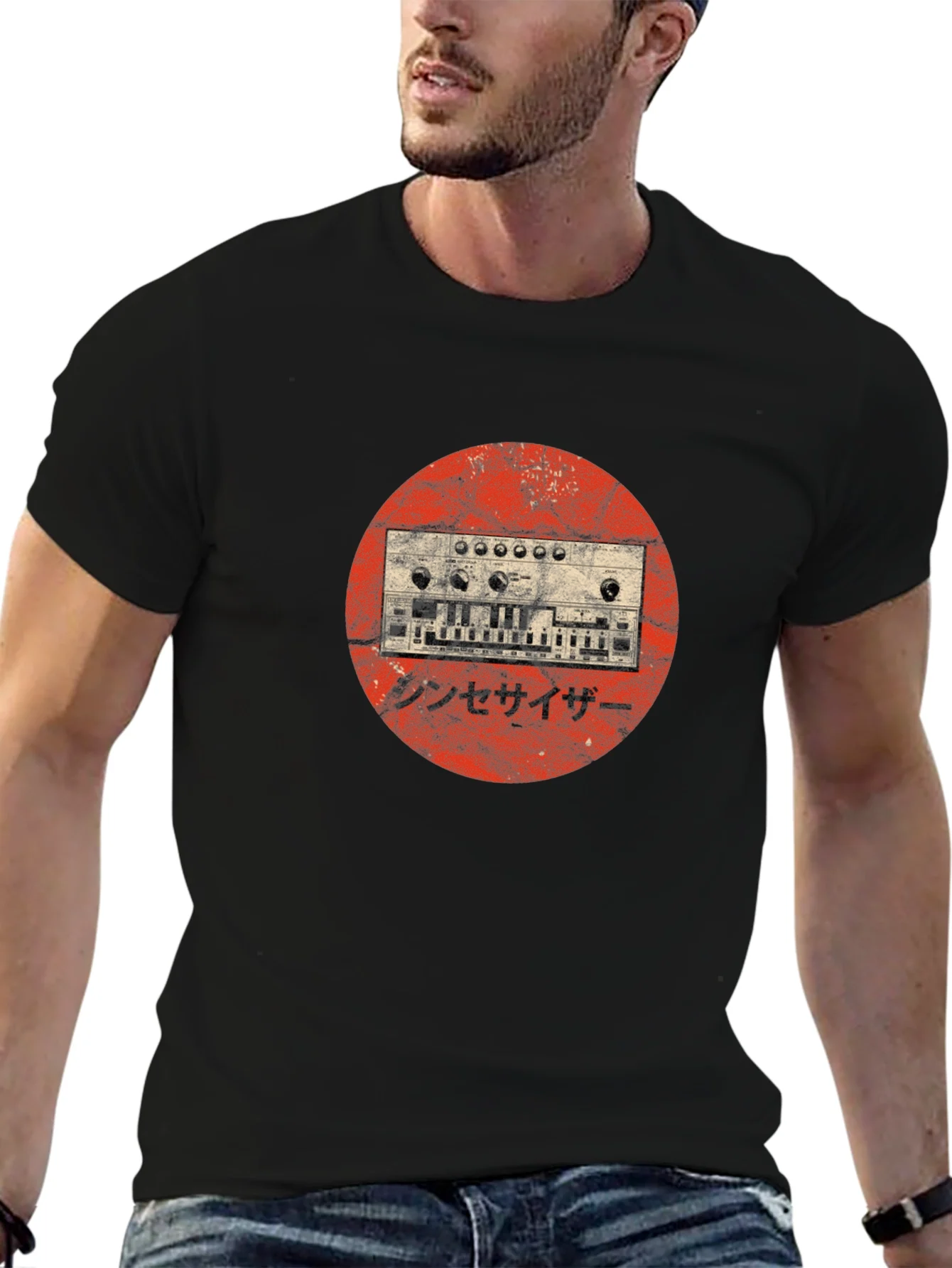 Synthesizer Graphic Tee - Retro Japanese Style