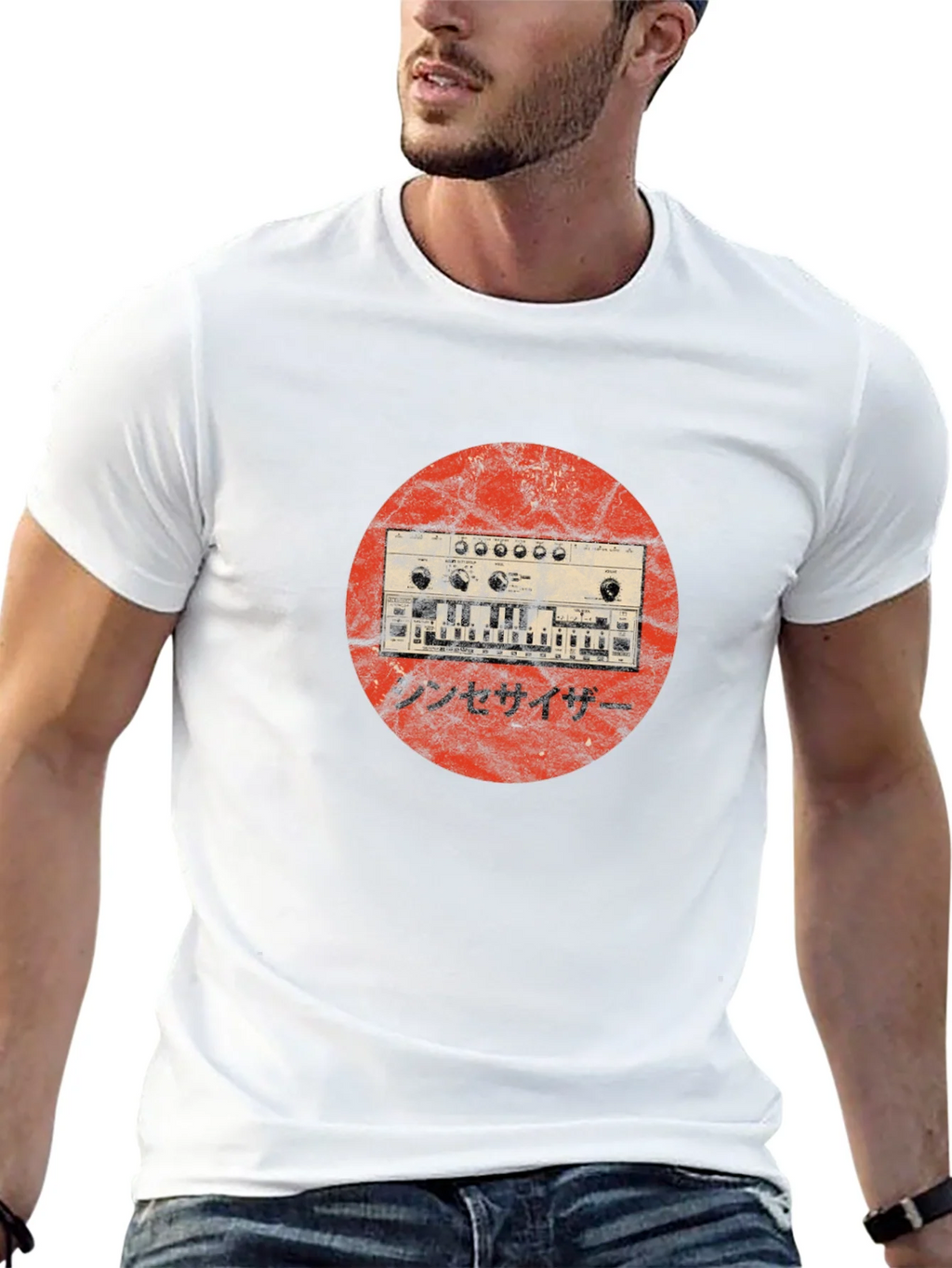 Synthesizer Graphic Tee - Retro Japanese Style