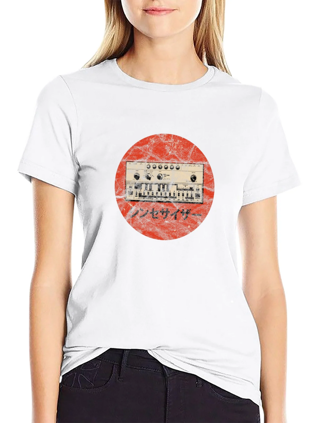 Synthesizer Graphic Tee - Retro Japanese Style