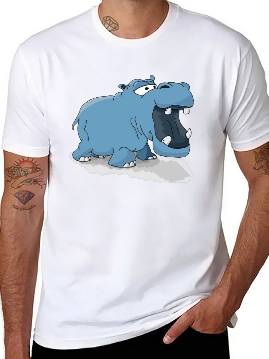 Cartoon Hippo Graphic Tee