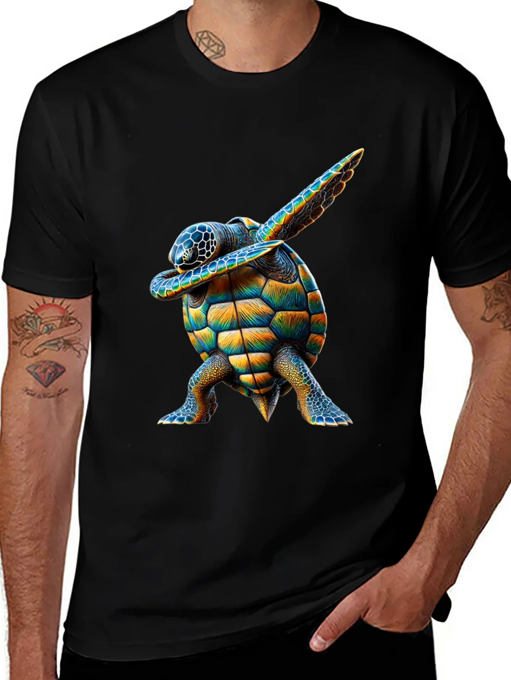 Dabbing Turtle Graphic Tee - Black T-Shirt