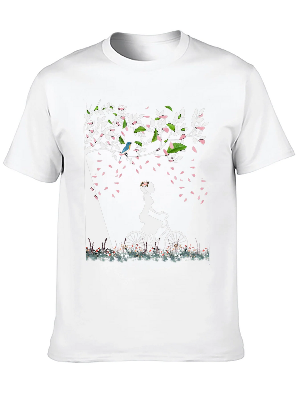 Nature-Inspired Graphic Tee - Girl on Bike