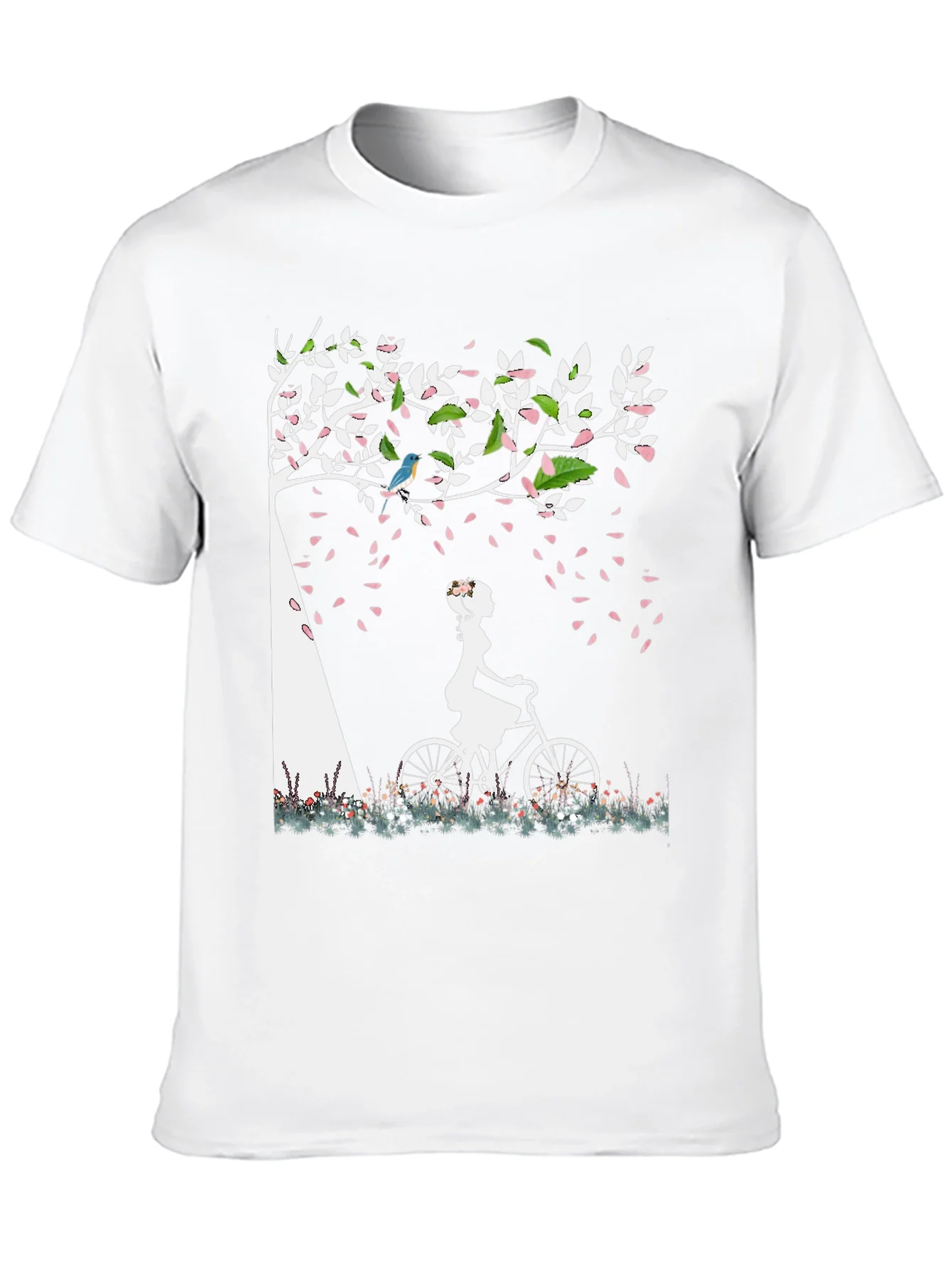 Nature-Inspired Graphic Tee - Girl on Bike