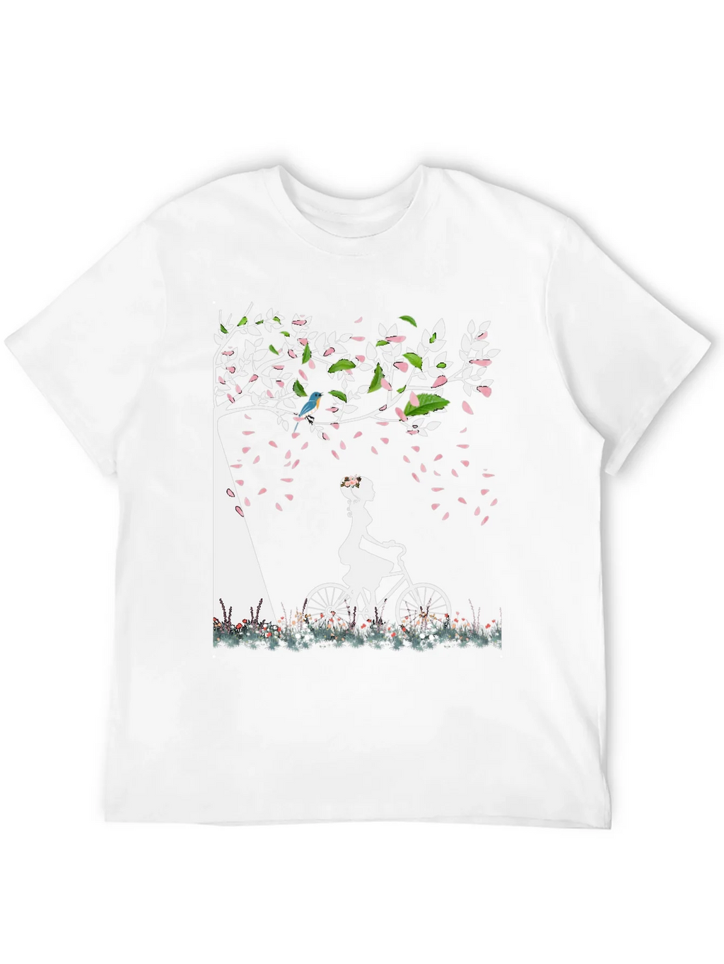 Nature-Inspired Graphic Tee - Girl on Bike