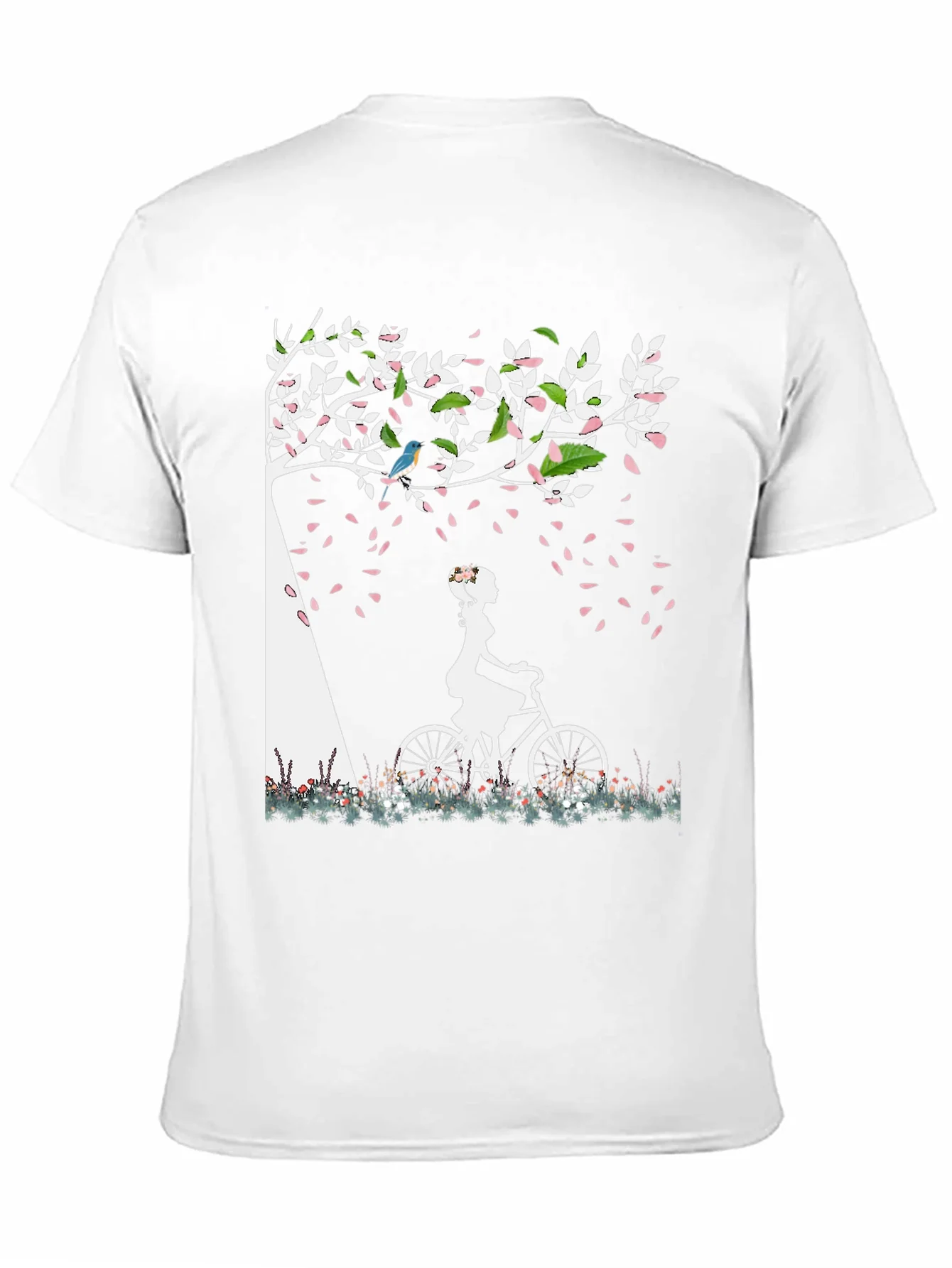 Nature-Inspired Graphic Tee - Girl on Bike