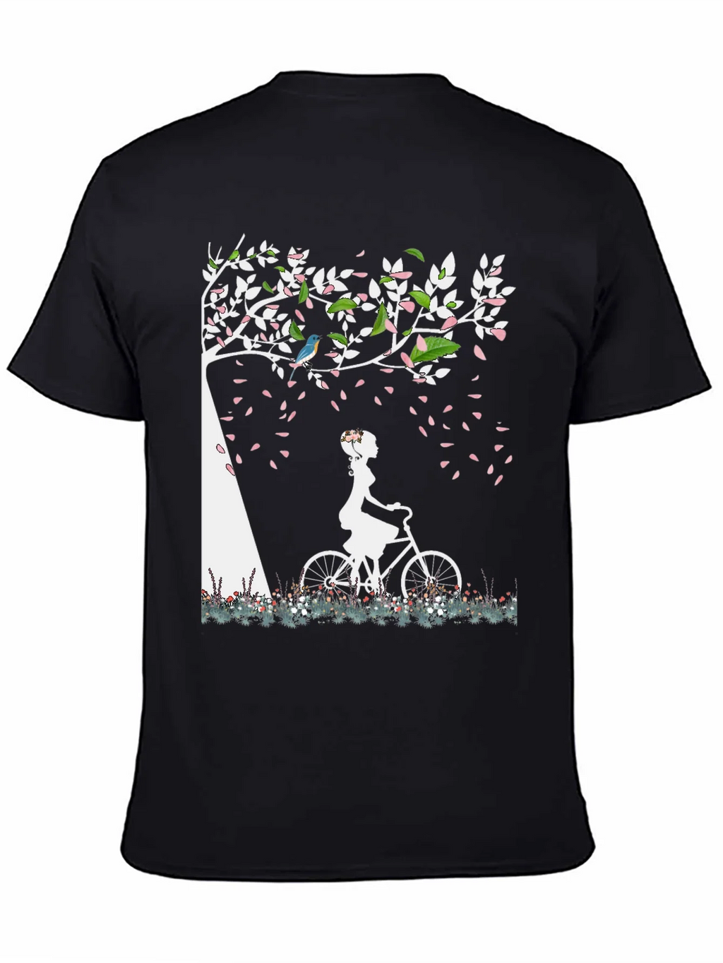 Nature-Inspired Graphic Tee - Girl on Bike