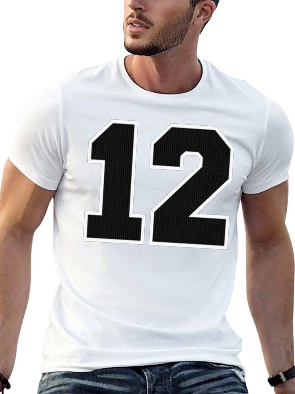 Black T-Shirt with Number 12 Graphic