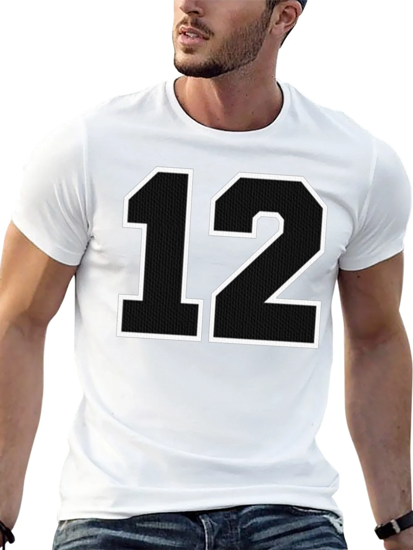 Black T-Shirt with Number 12 Graphic