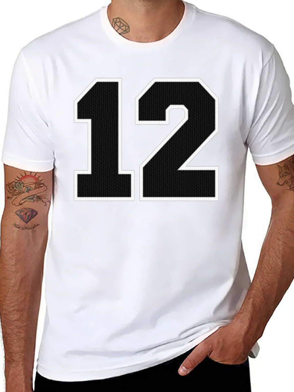 Black T-Shirt with Number 12 Graphic