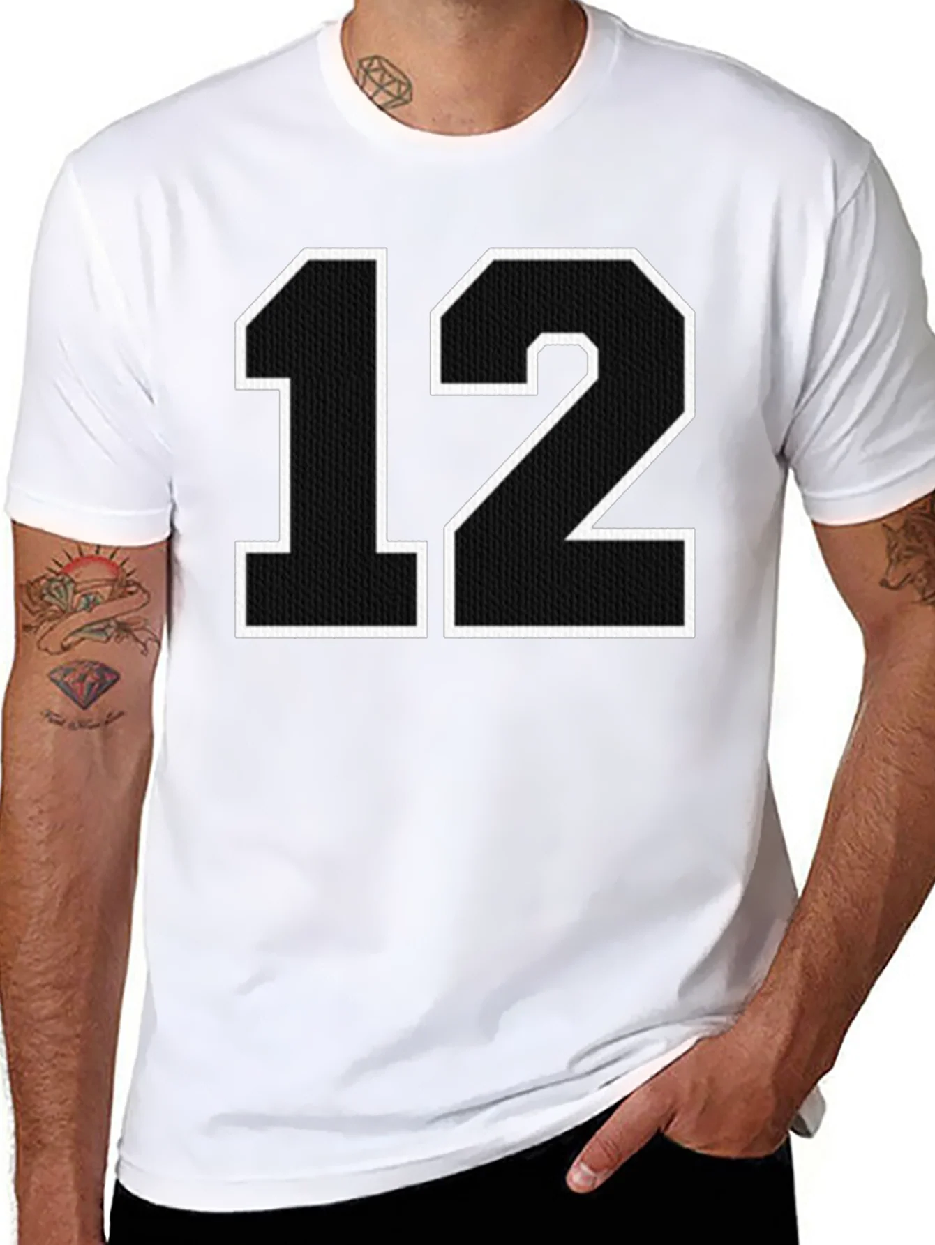 Black T-Shirt with Number 12 Graphic