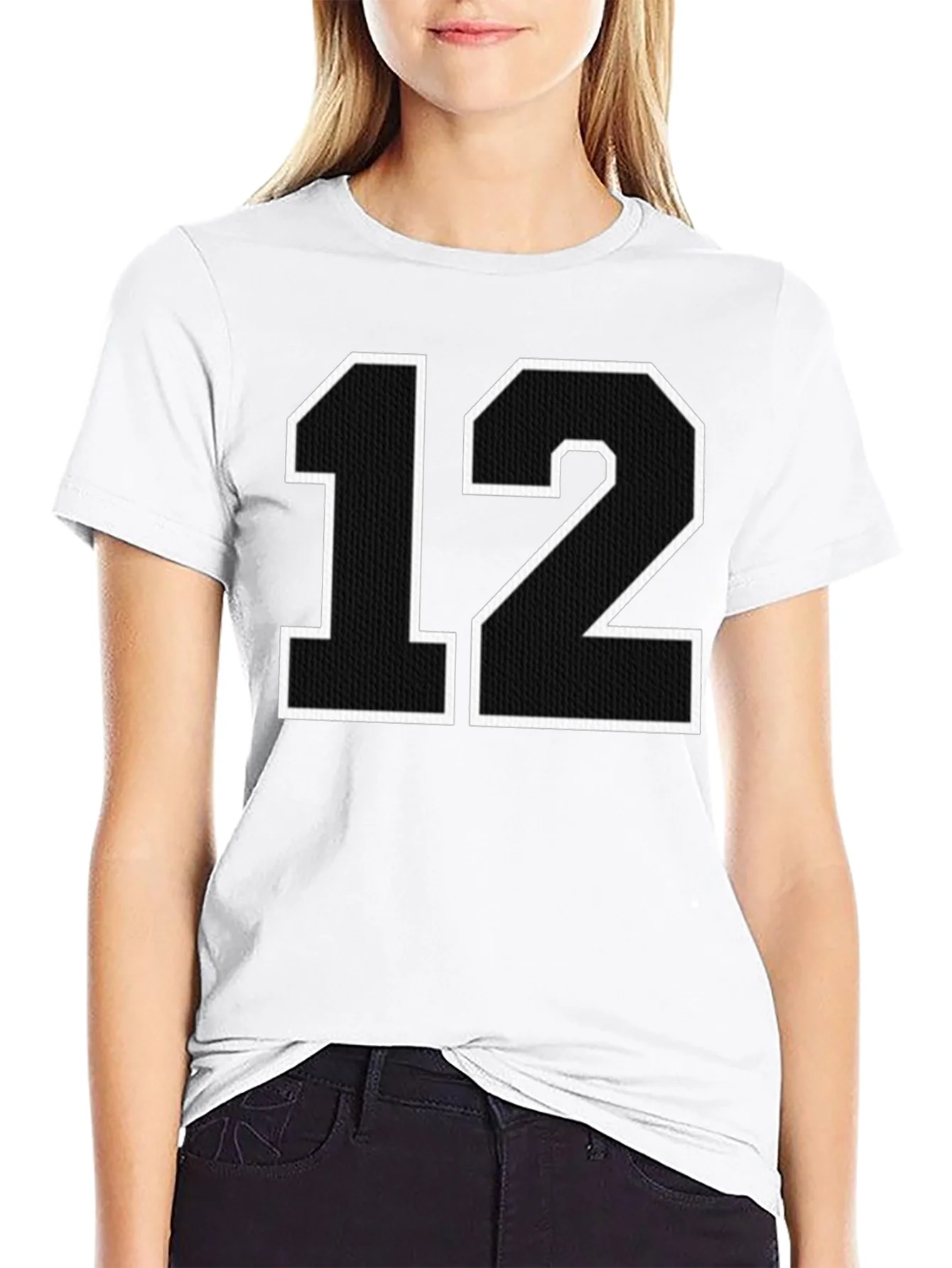 Black T-Shirt with Number 12 Graphic