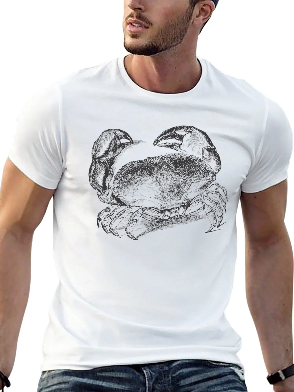 Crab Graphic Print T-Shirt - Black