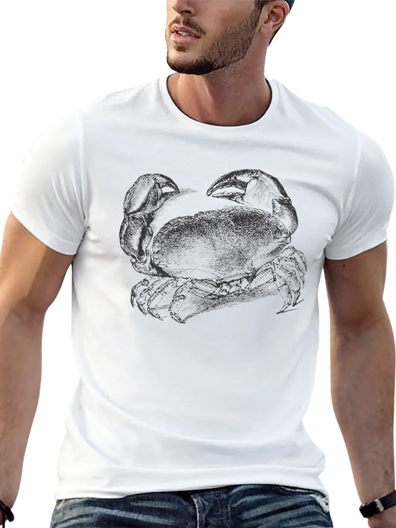 Crab Graphic Print T-Shirt - Black