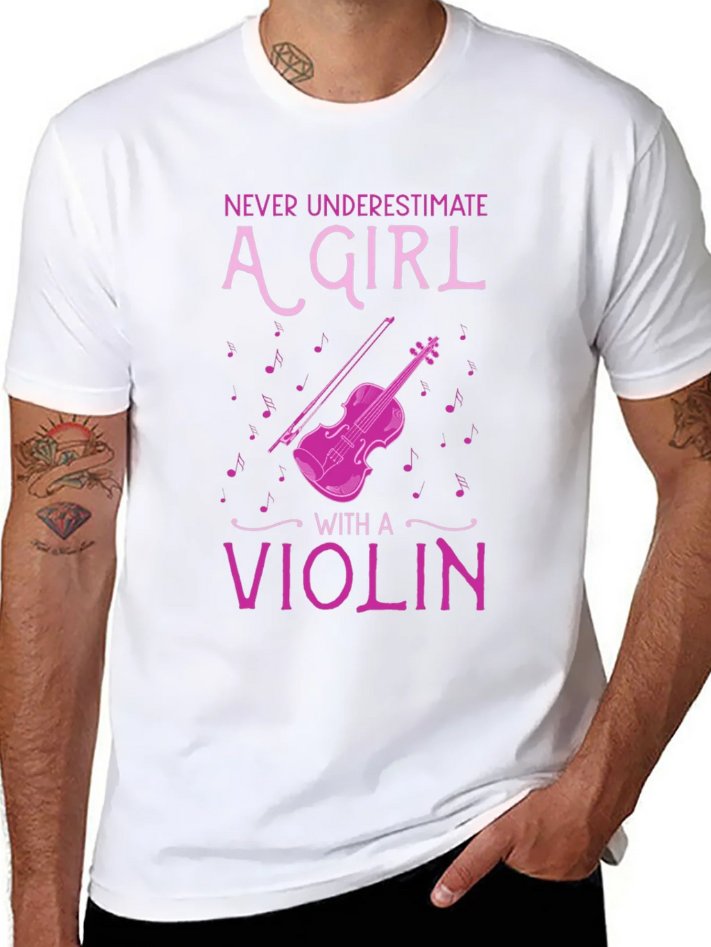Never Underestimate A Girl With A Violin T-Shirt