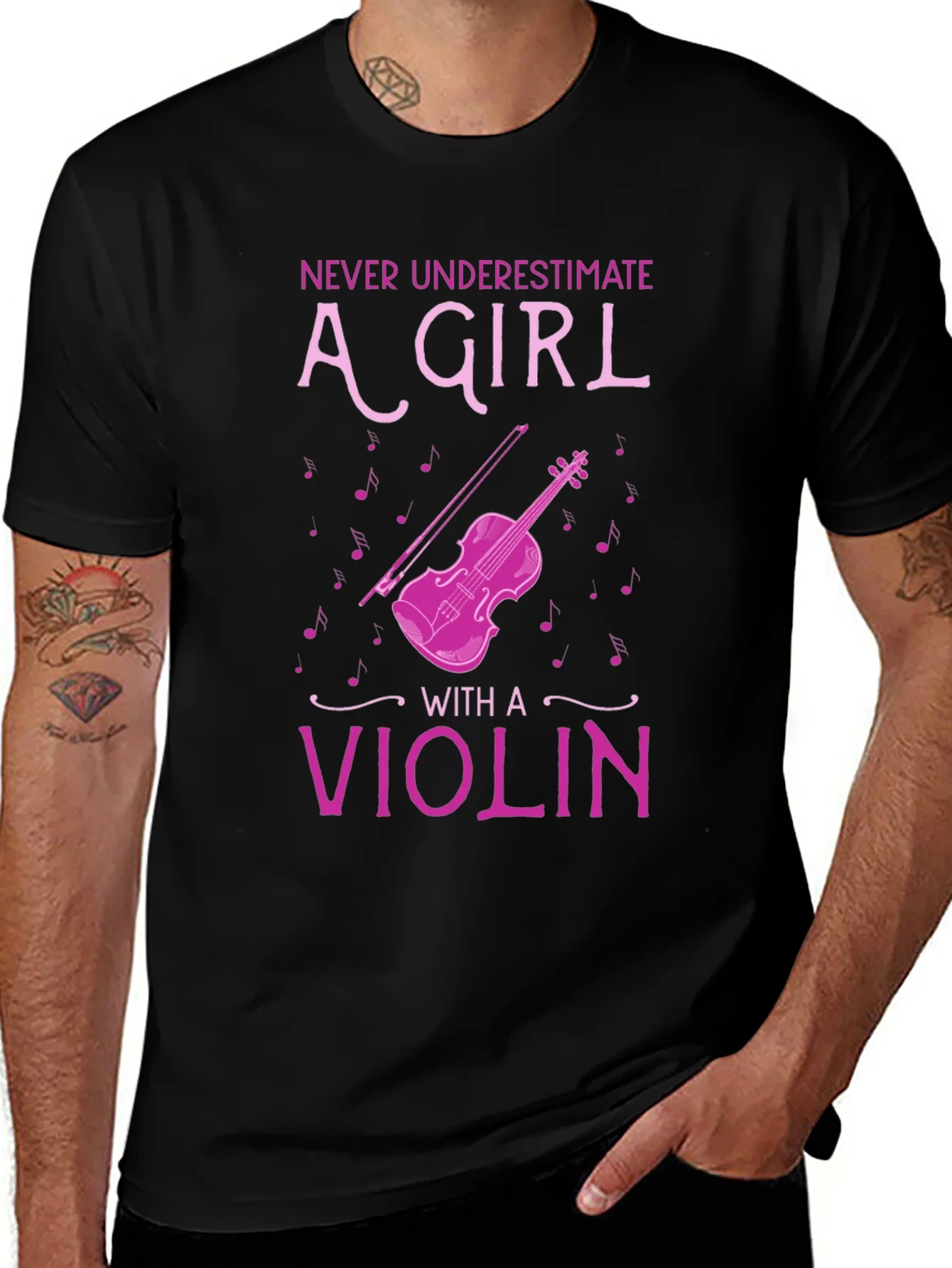 Never Underestimate A Girl With A Violin T-Shirt