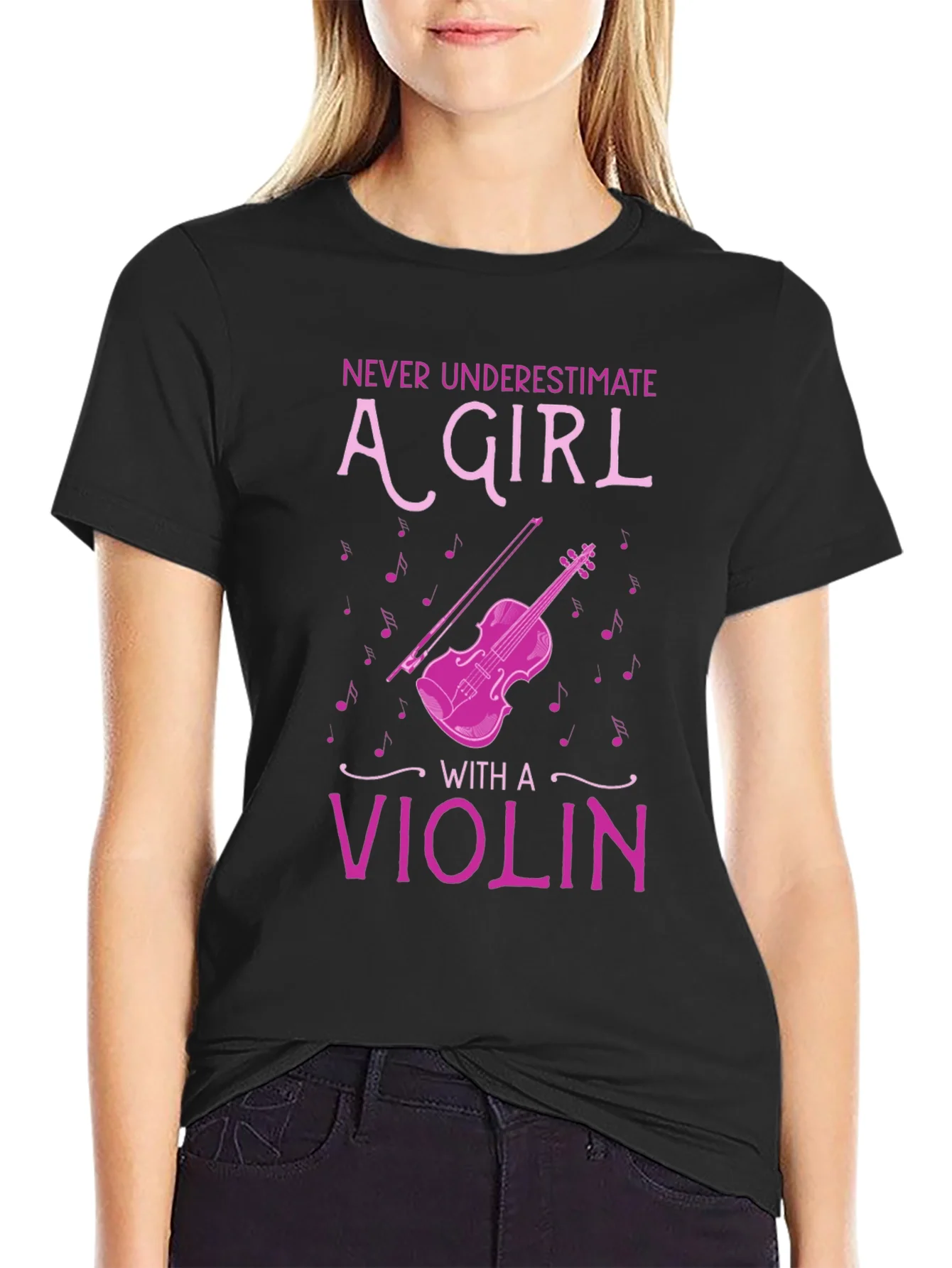 Never Underestimate A Girl With A Violin T-Shirt