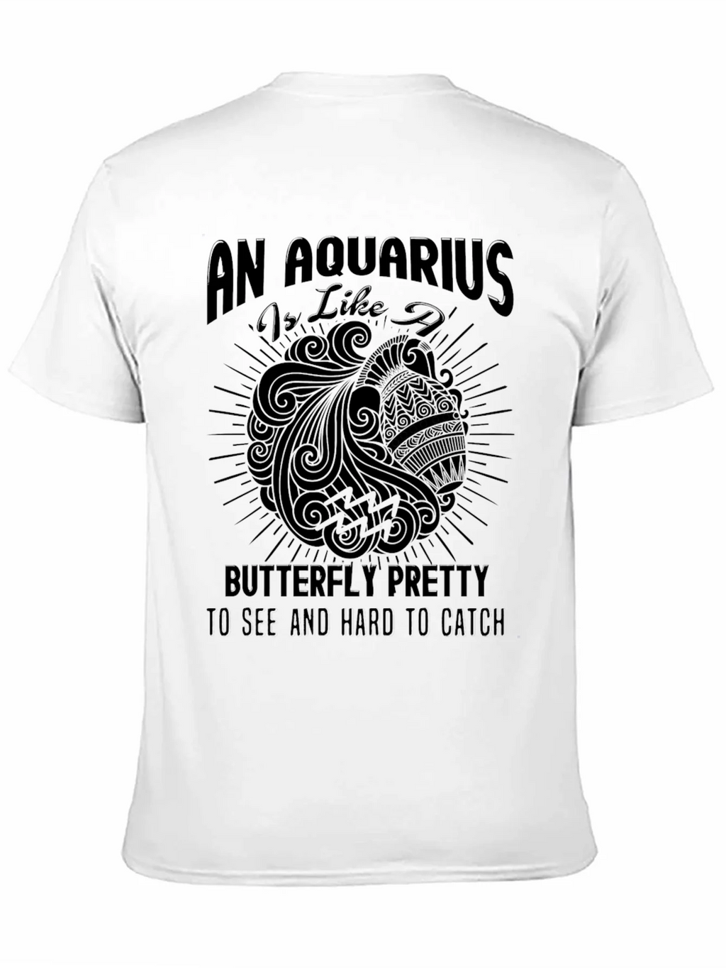 Aquarius Zodiac Sign Graphic Tee - Black