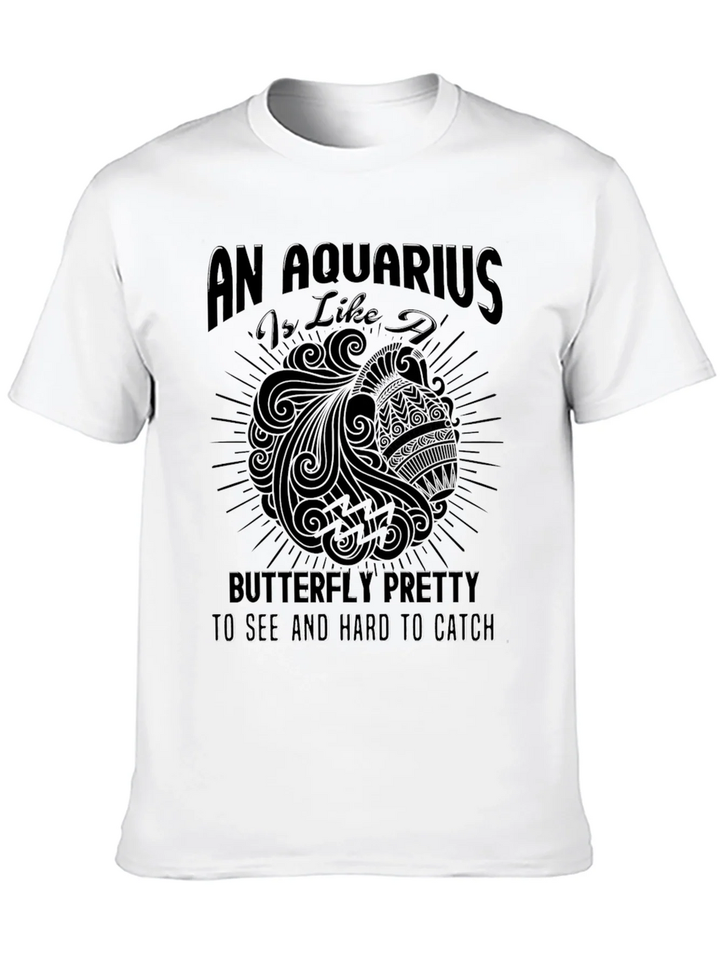 Aquarius Zodiac Sign Graphic Tee - Black