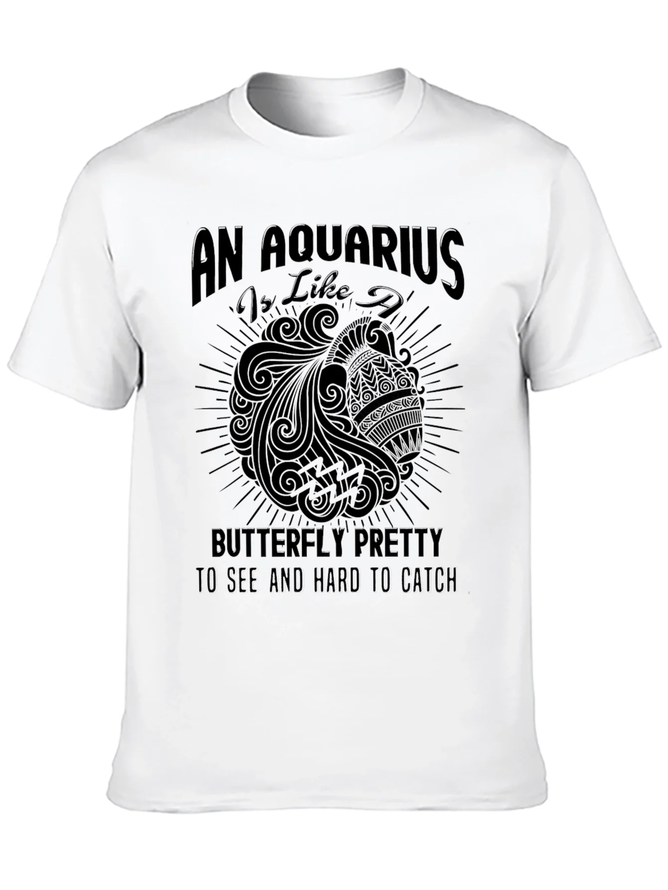 Aquarius Zodiac Sign Graphic Tee - Black