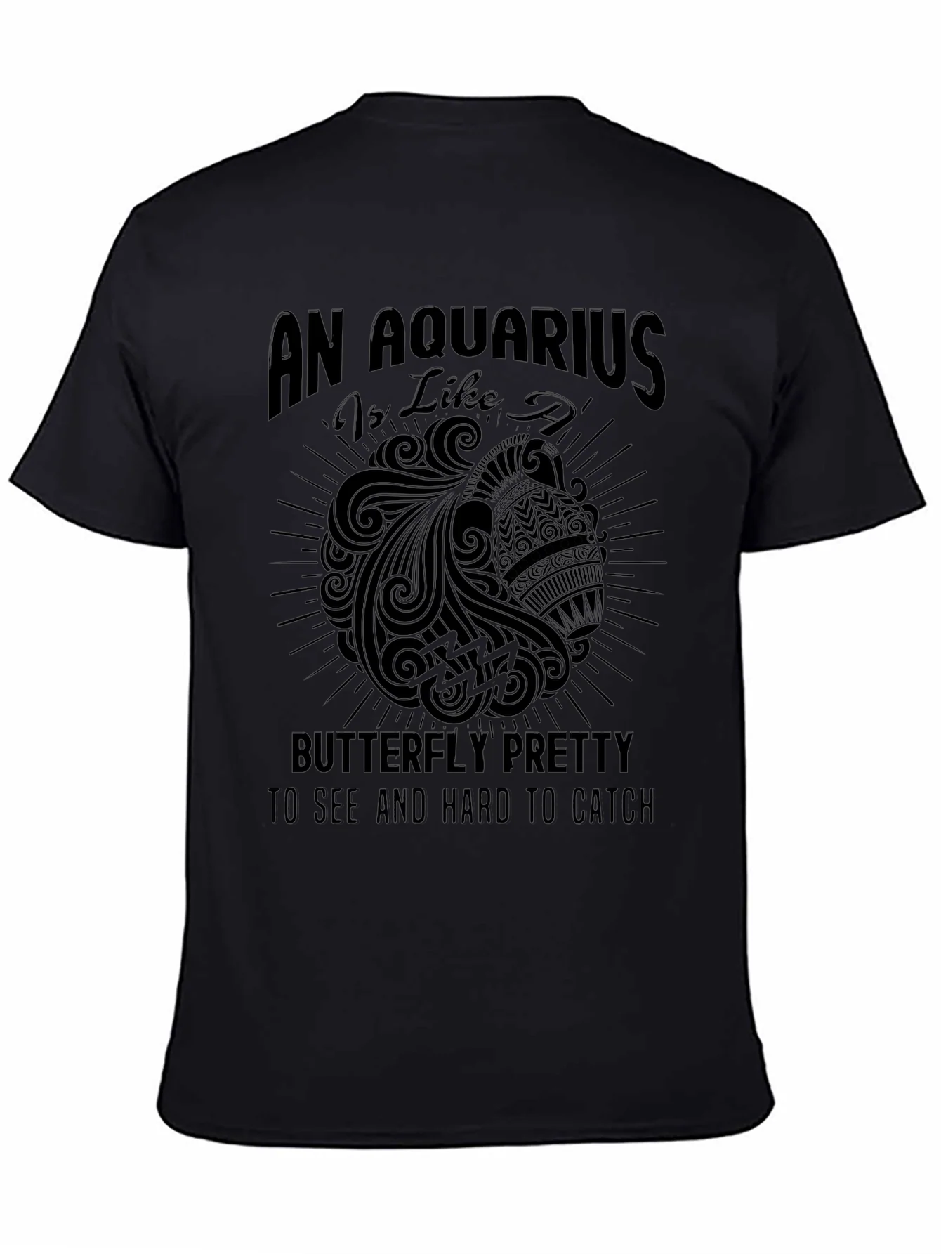 Aquarius Zodiac Sign Graphic Tee - Black
