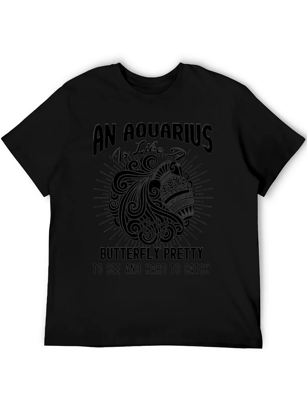 Aquarius Zodiac Sign Graphic Tee - Black