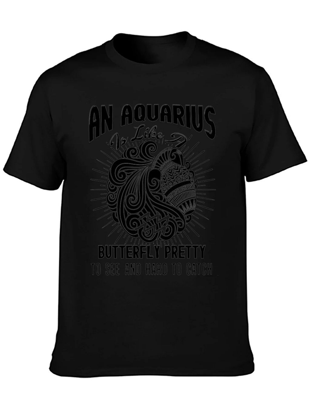 Aquarius Zodiac Sign Graphic Tee - Black