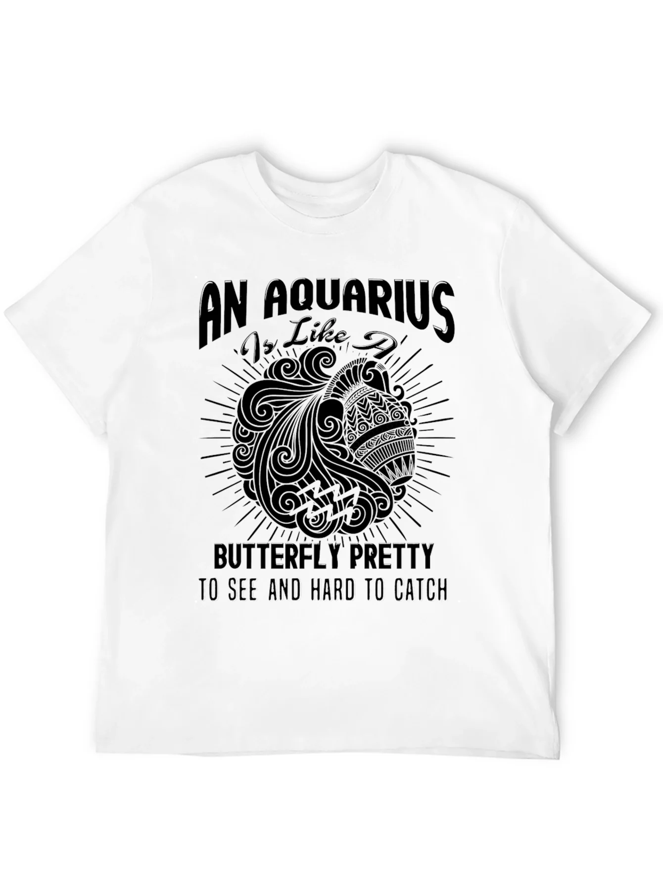 Aquarius Zodiac Sign Graphic Tee - Black