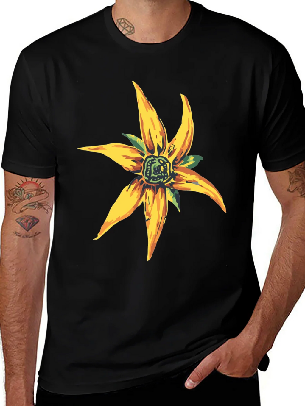 Floral Graphic Black T-Shirt - Casual Style