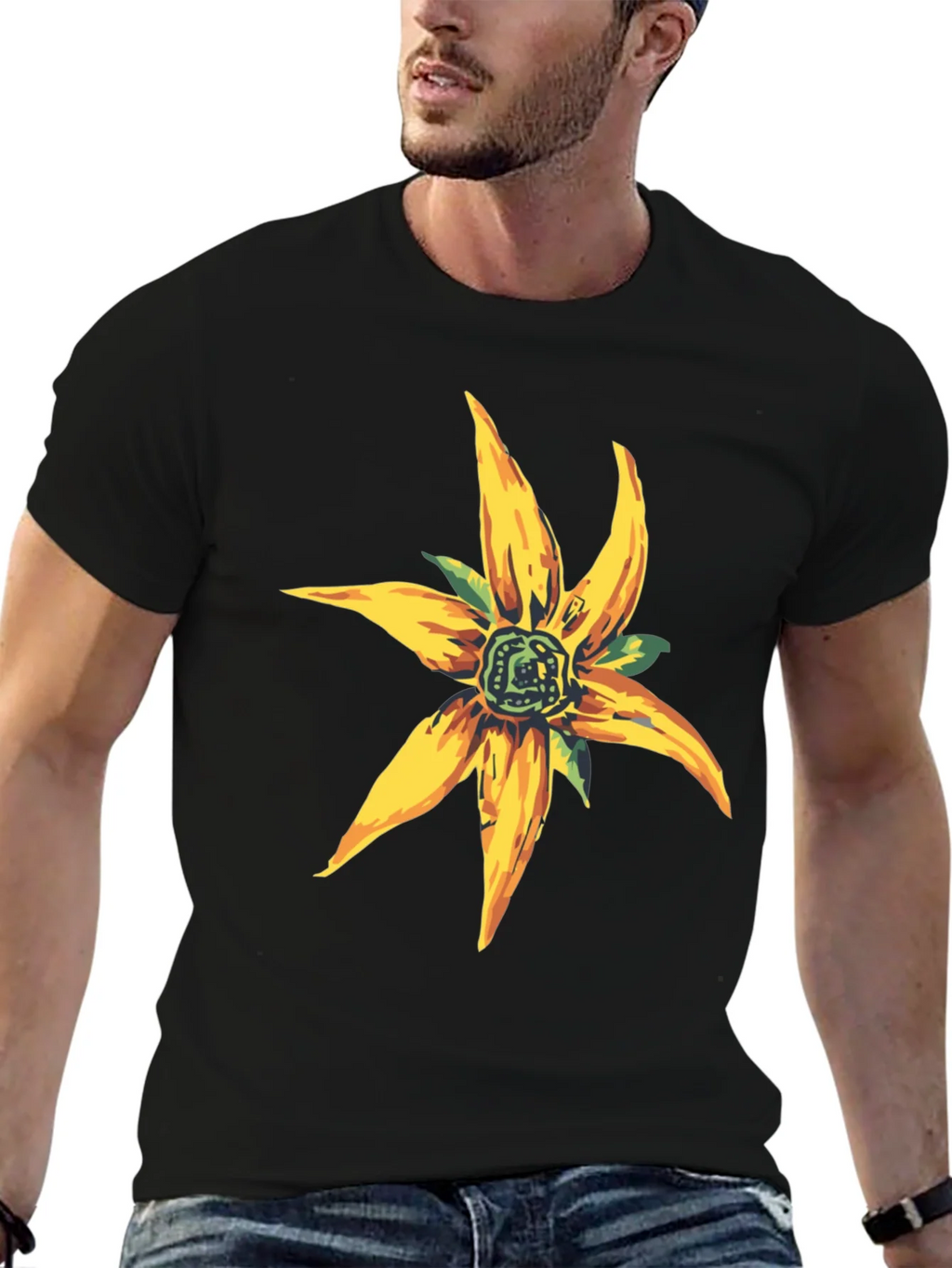 Floral Graphic Black T-Shirt - Casual Style
