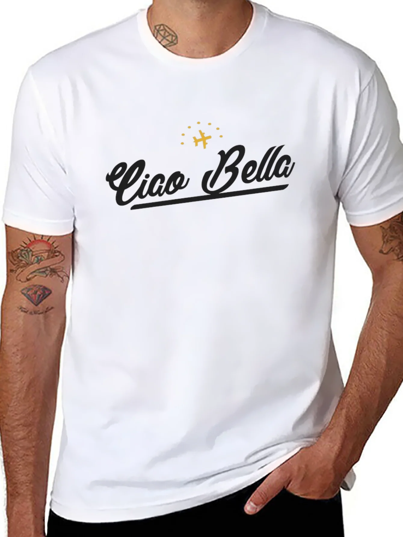 Ciao Bella Graphic Tee - Airplane Design Classic Fit