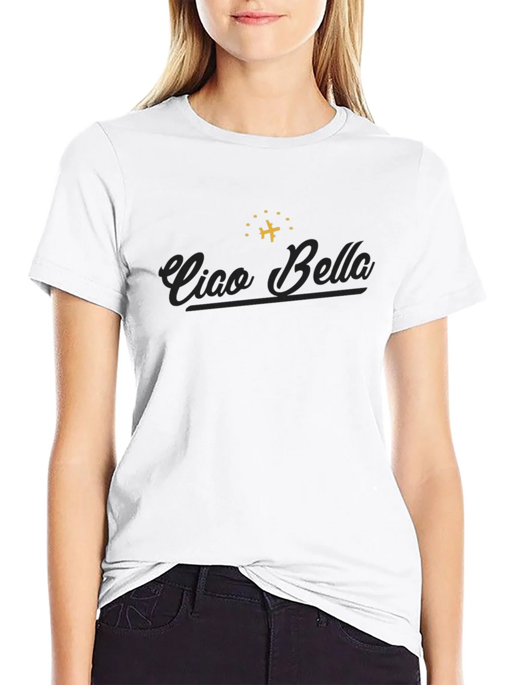 Ciao Bella Graphic Tee - Airplane Design Classic Fit