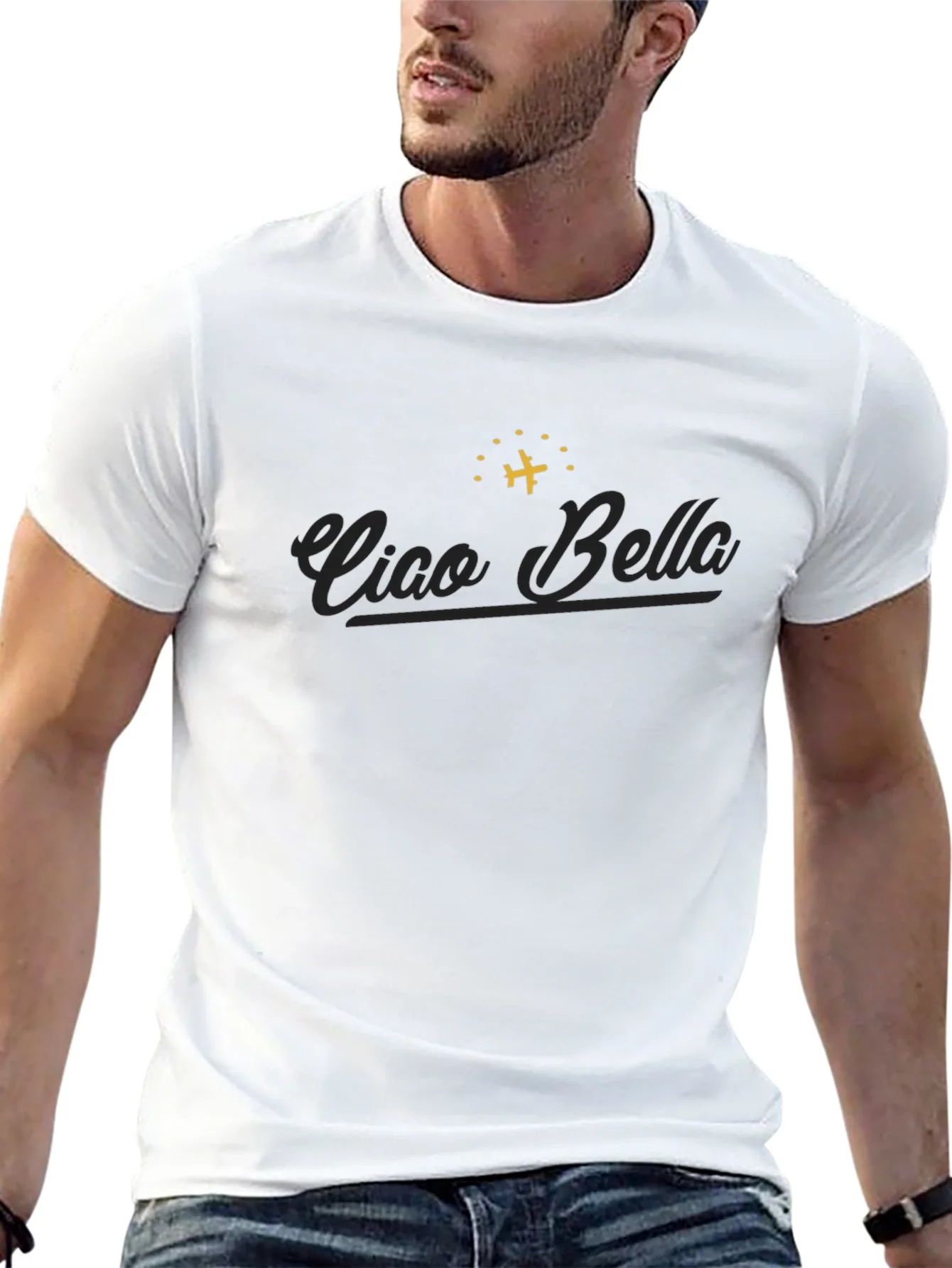 Ciao Bella Graphic Tee - Airplane Design Classic Fit