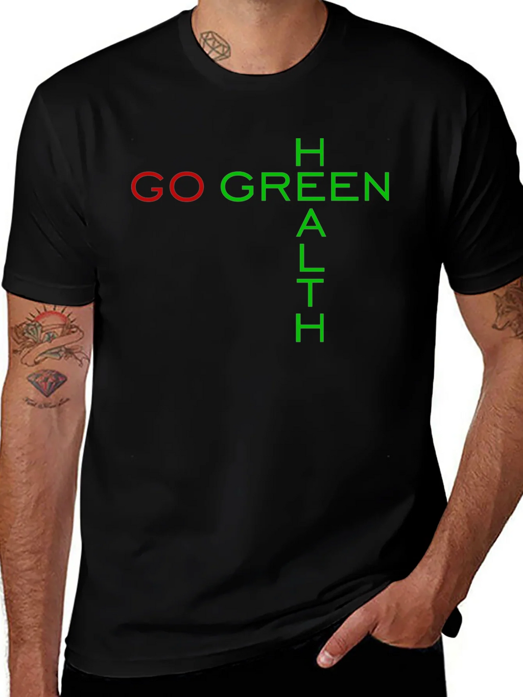 Go Green Health Black Graphic Tee